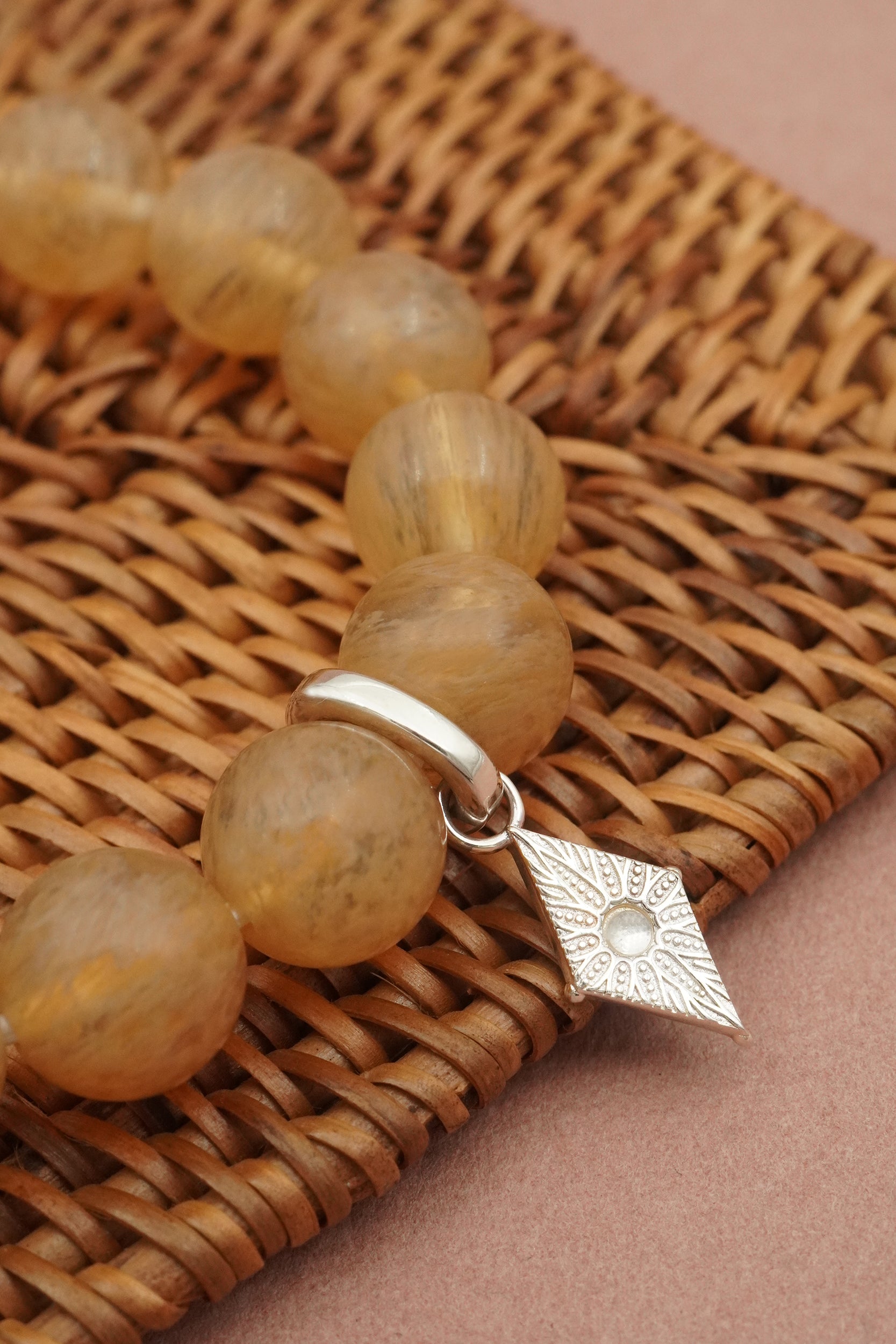 Golden Quartz North Star Bracelet - Silver