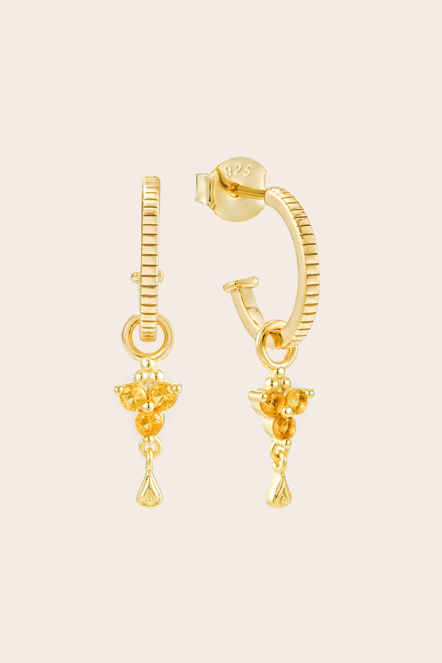 Gold Birthstone Hoops - November/Citrine