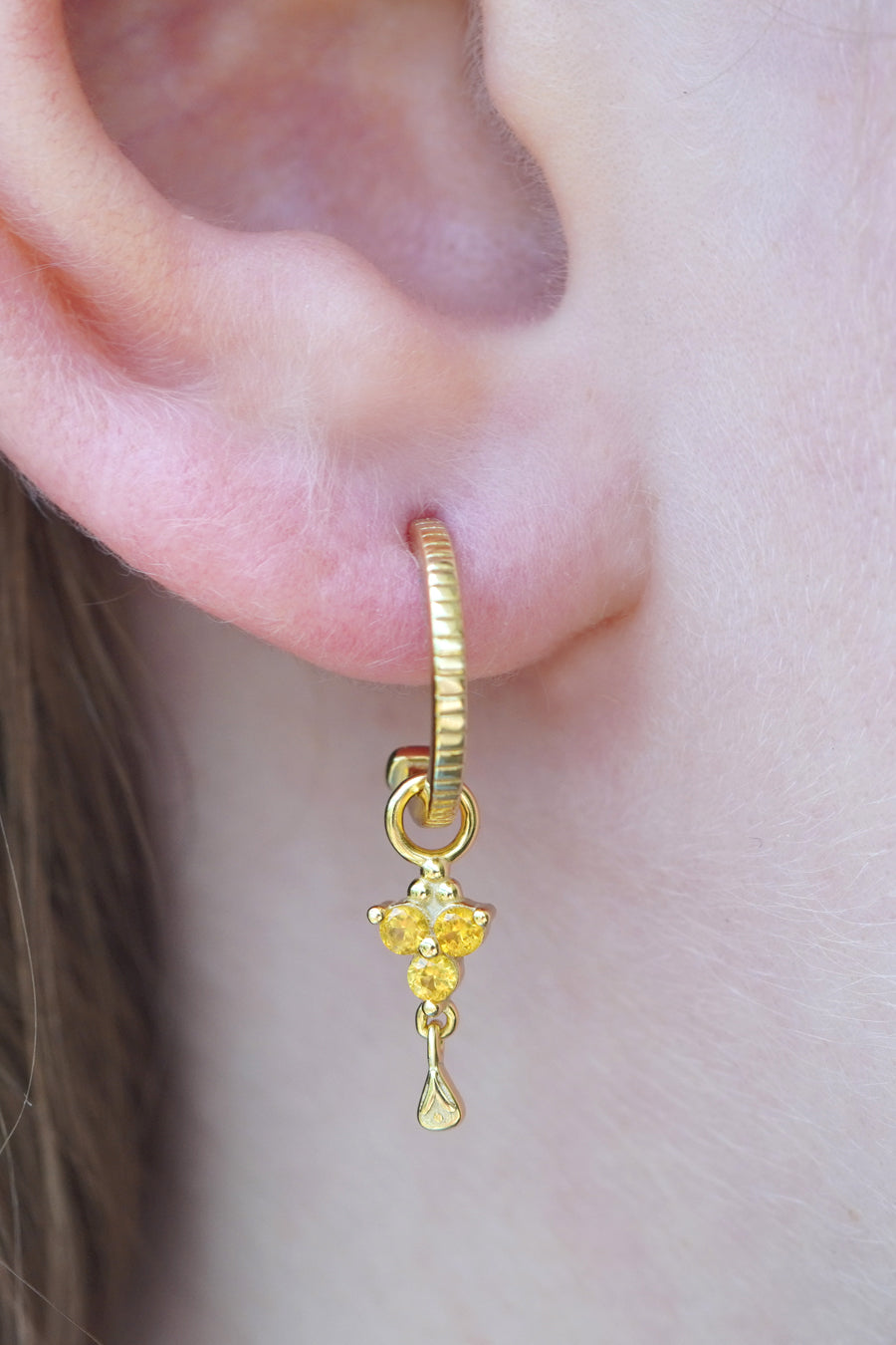 Gold Birthstone Hoops - November/Citrine