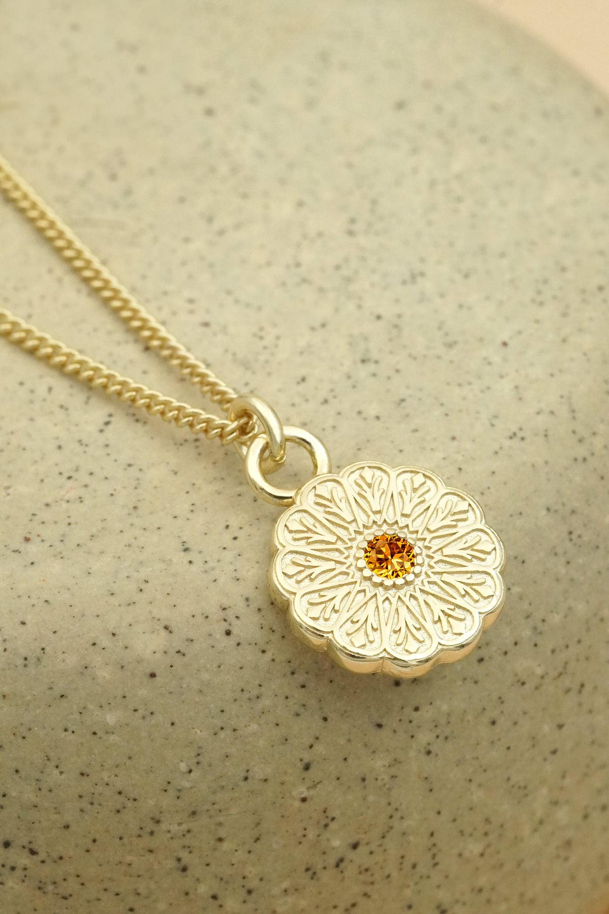 Gold Birthstone Necklace - November/Citrine