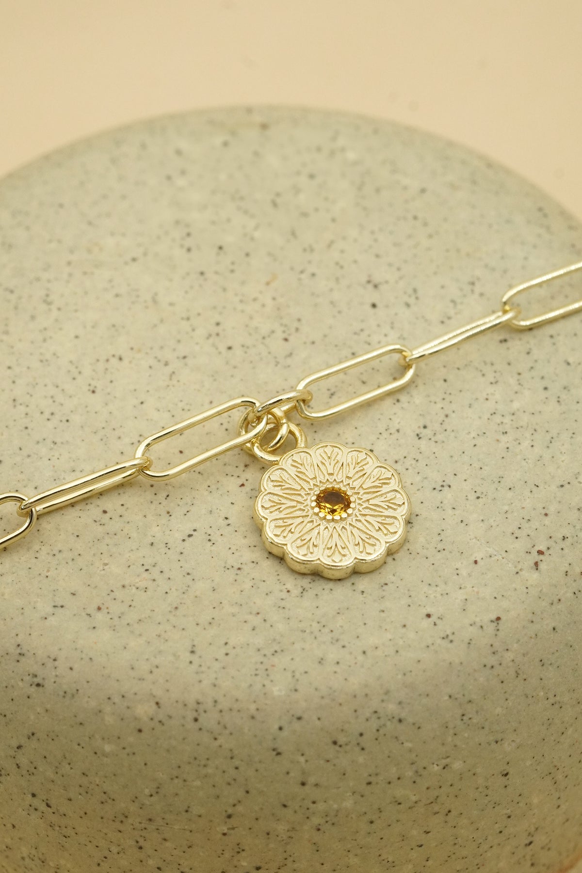 Gold Birthstone Bracelet - November/Citrine