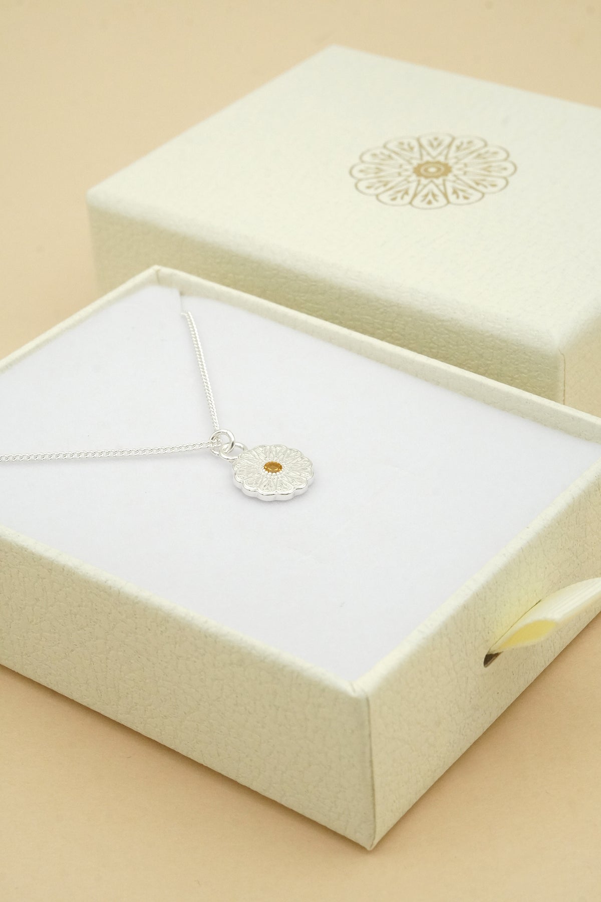 Silver Birthstone Necklace - November/Citrine