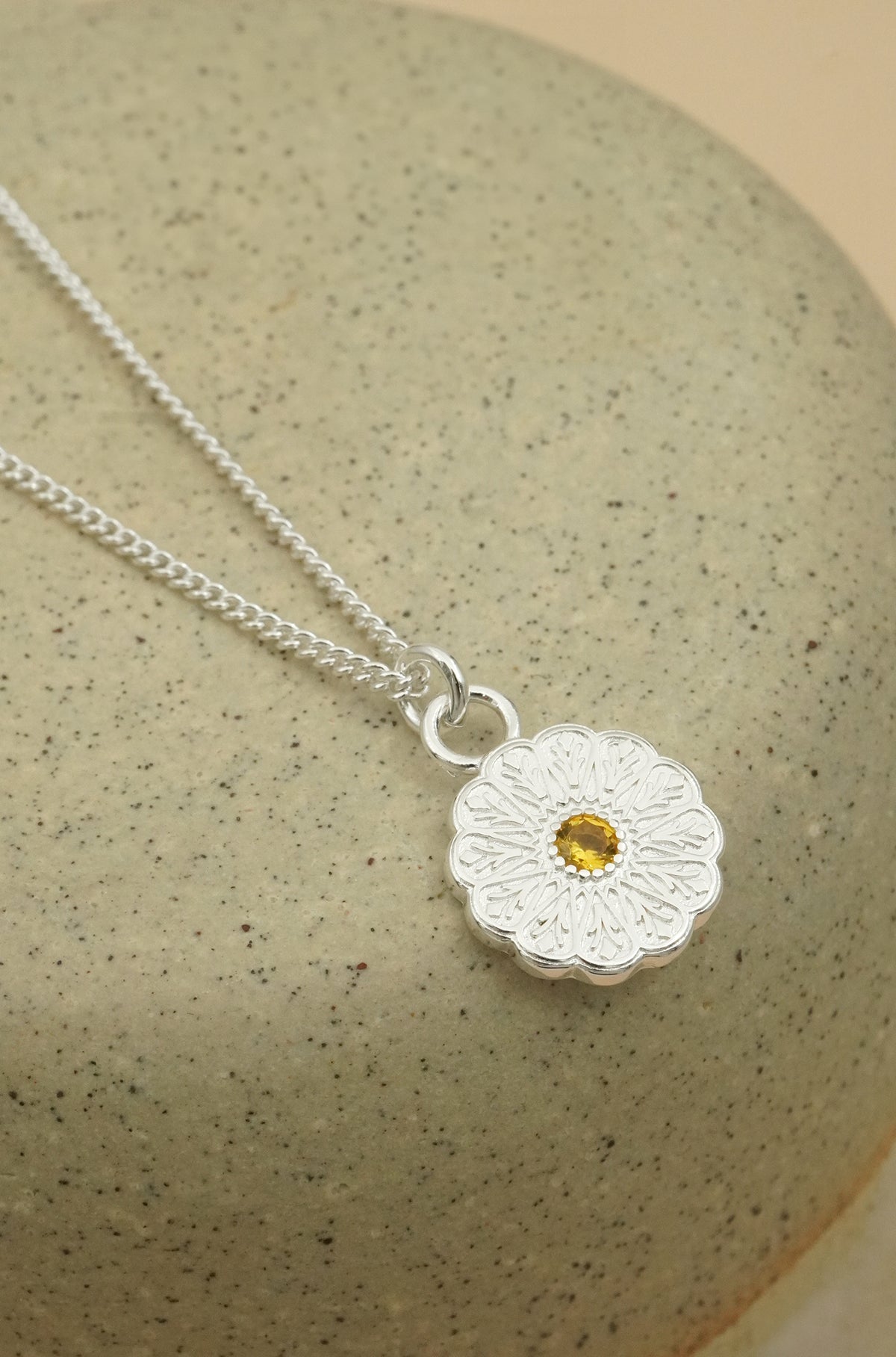 Silver Birthstone Necklace - November/Citrine