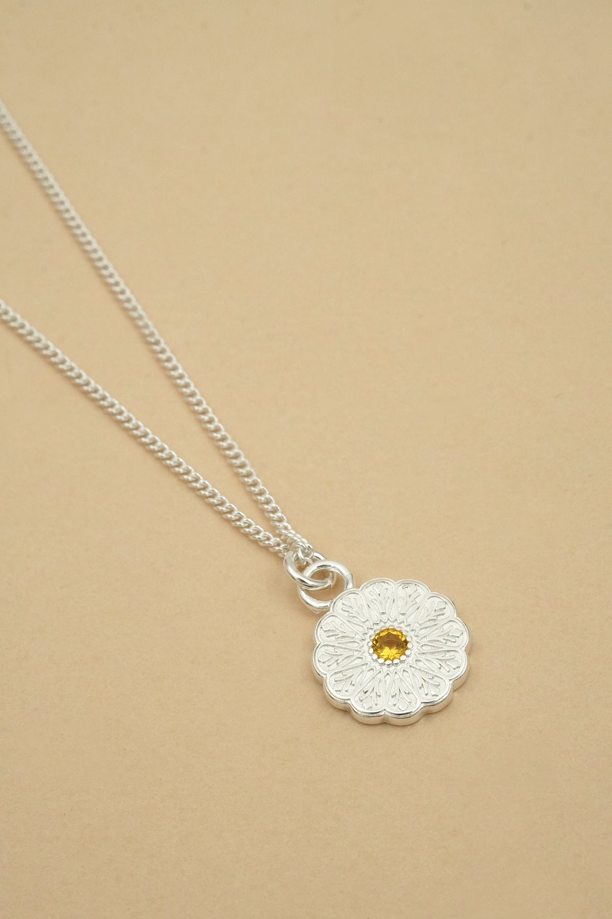 Silver Birthstone Necklace - November/Citrine