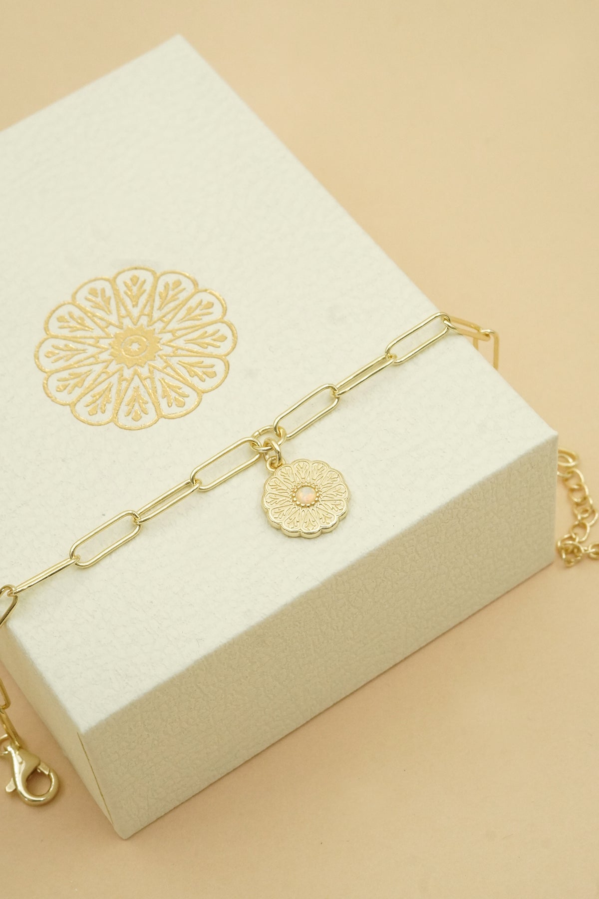 Gold Birthstone Bracelet - October/Opal