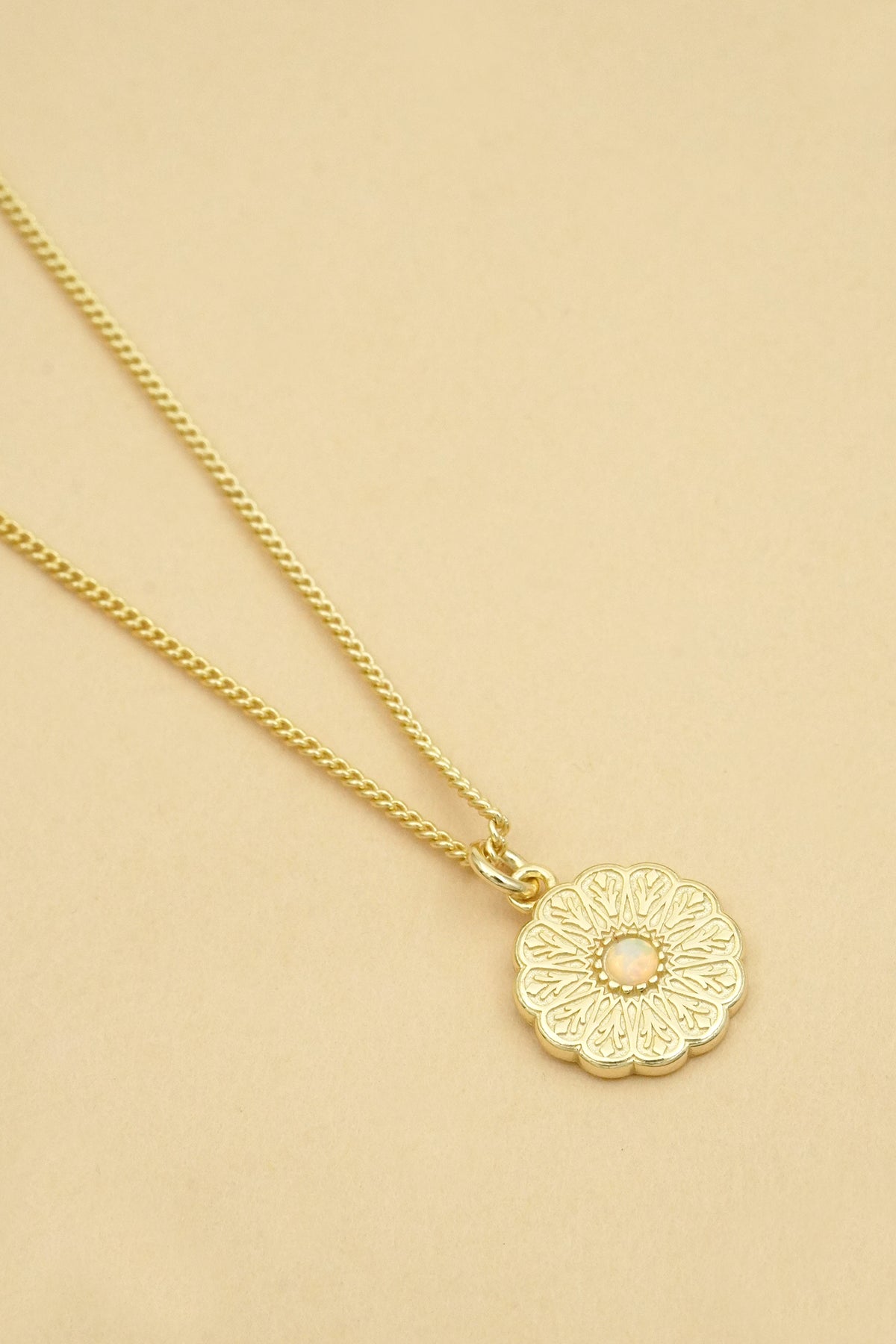 Gold Birthstone Necklace - October/Opal