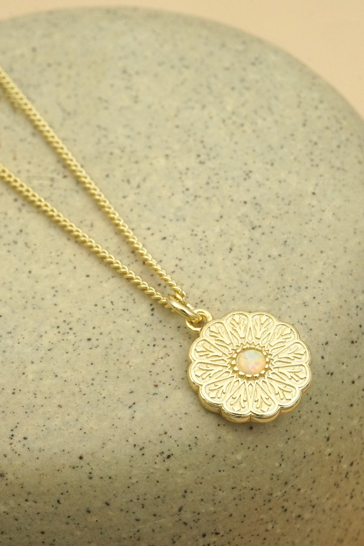 Gold Birthstone Necklace - October/Opal
