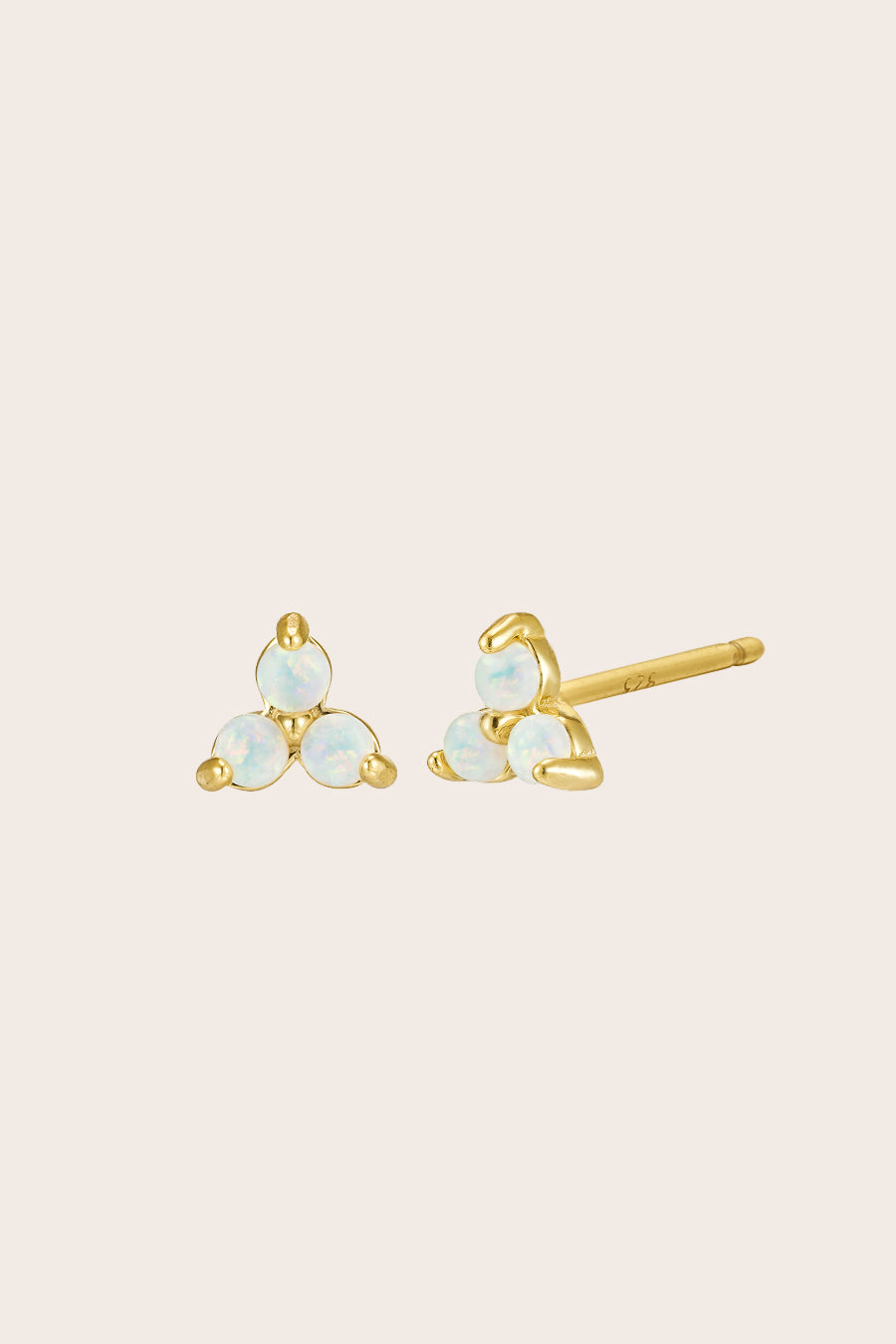 Gold Birthstone Studs - October/Opal