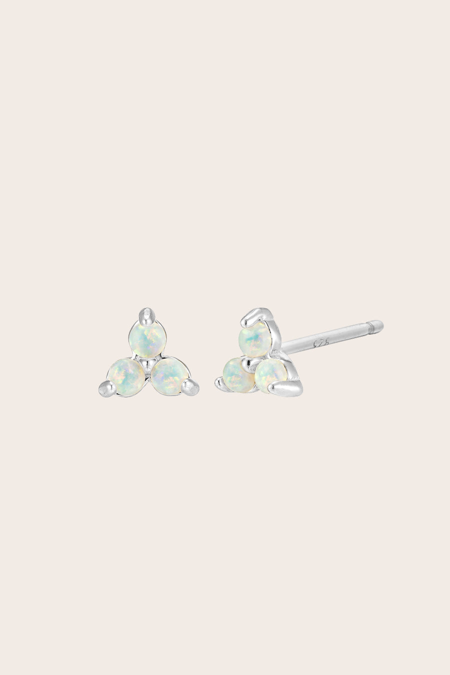 Silver Birthstone Studs - October/Opal