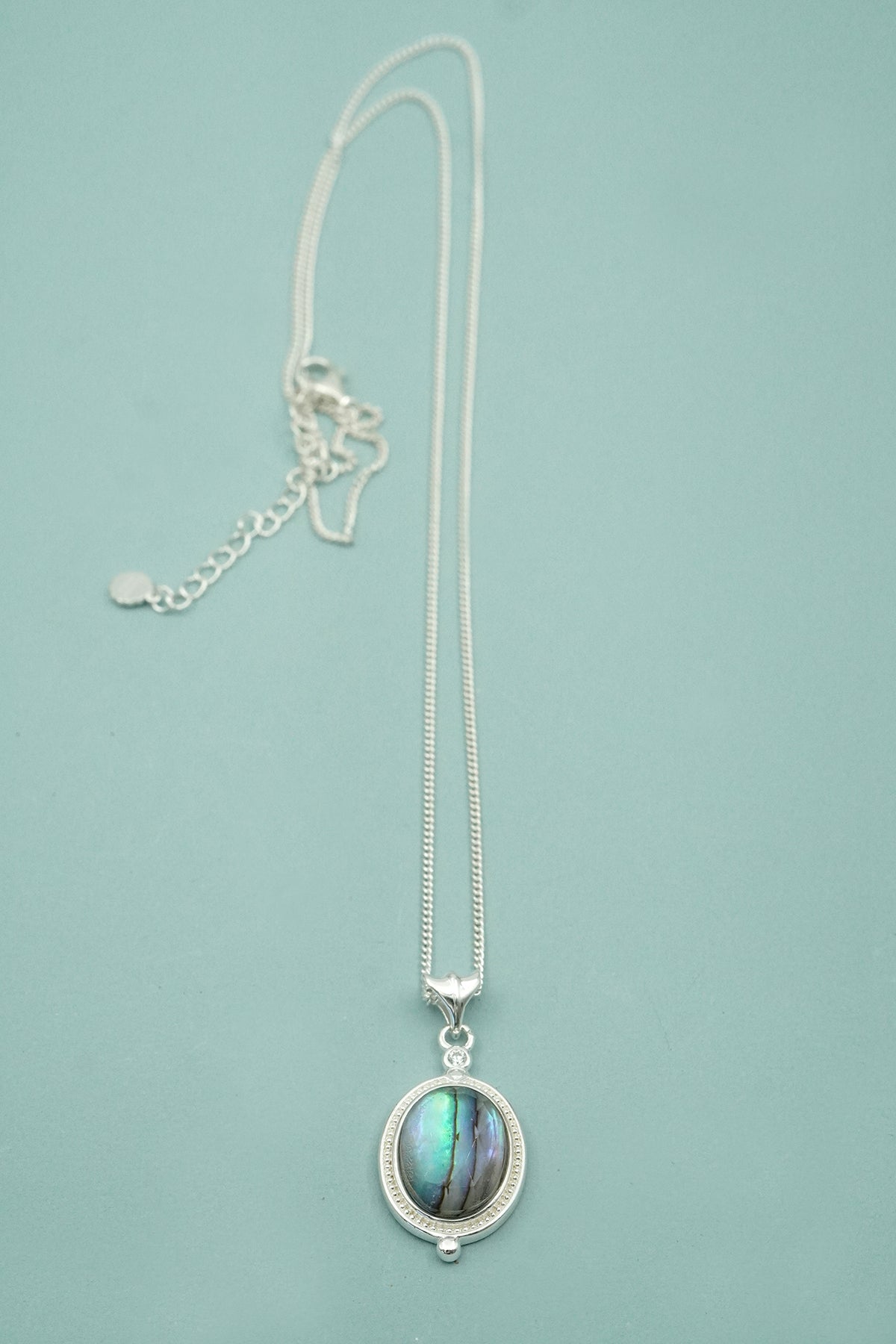 Silver Hidden Light Pāua Necklace