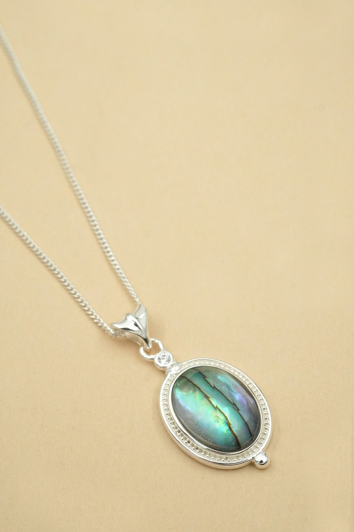 Silver Hidden Light Pāua Necklace