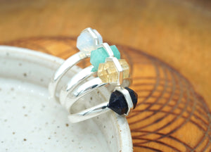 yellow citrine abundance crystal ring  in silver