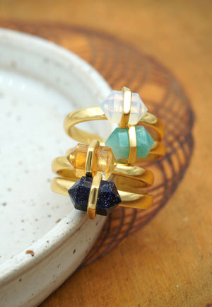 yellow citrine abundance crystal ring  in gold