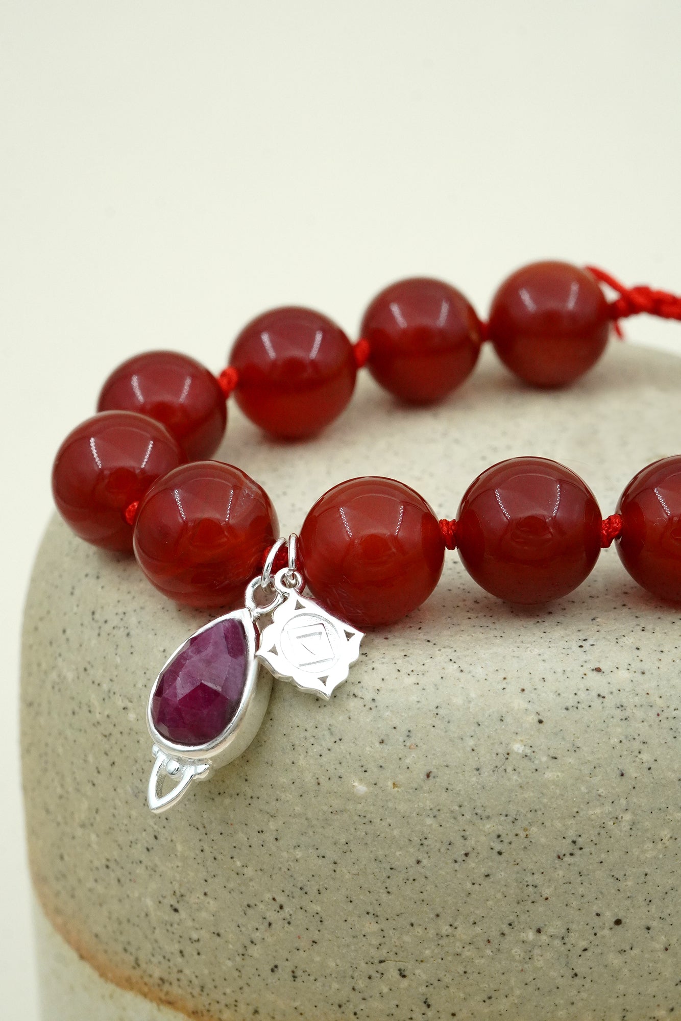 Root Chakra Mala Bracelet - Silver
