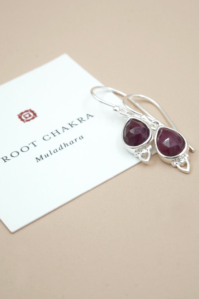 Root Chakra Earrings Silver