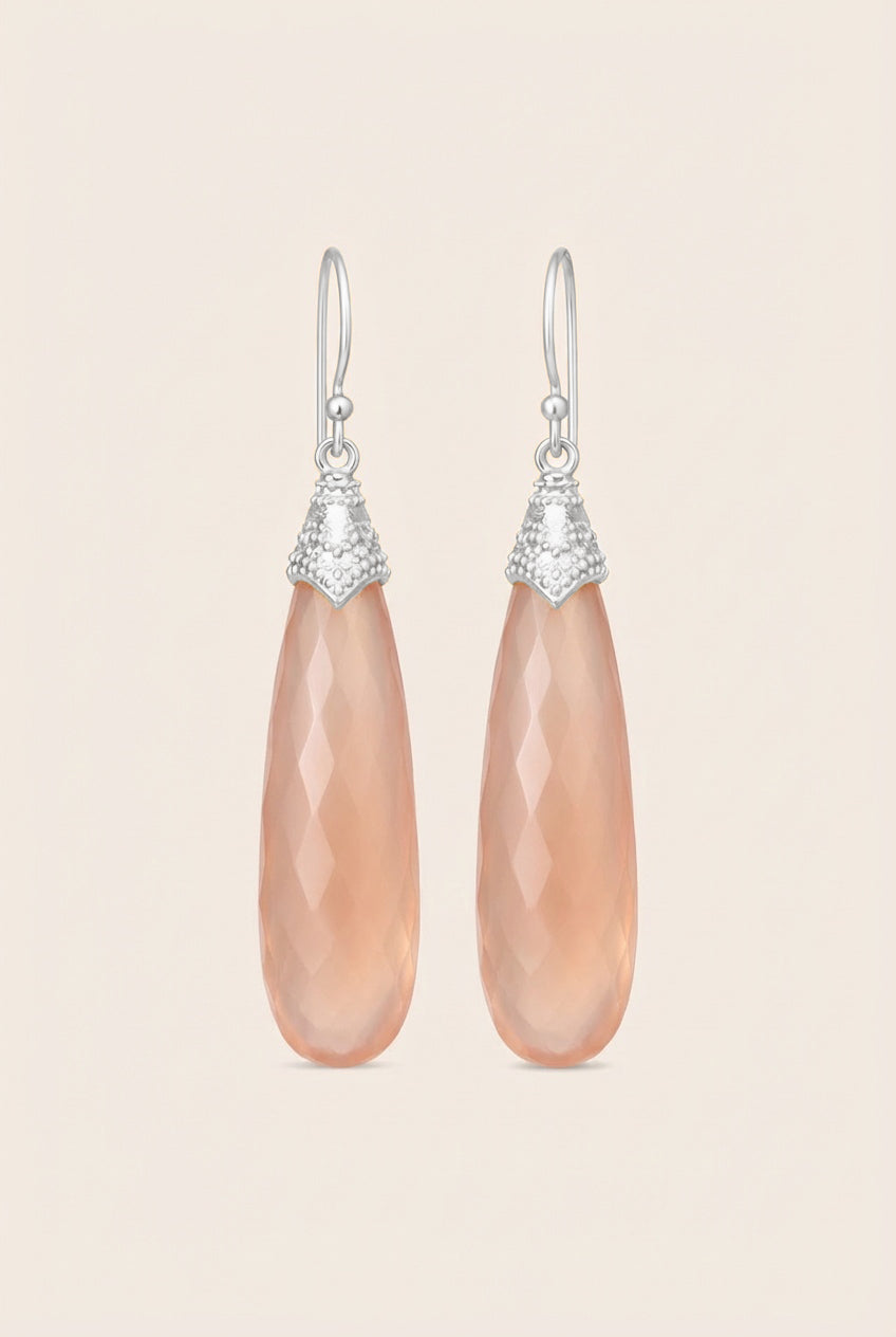 Heart-Led Rose Quartz Earrings - Silver