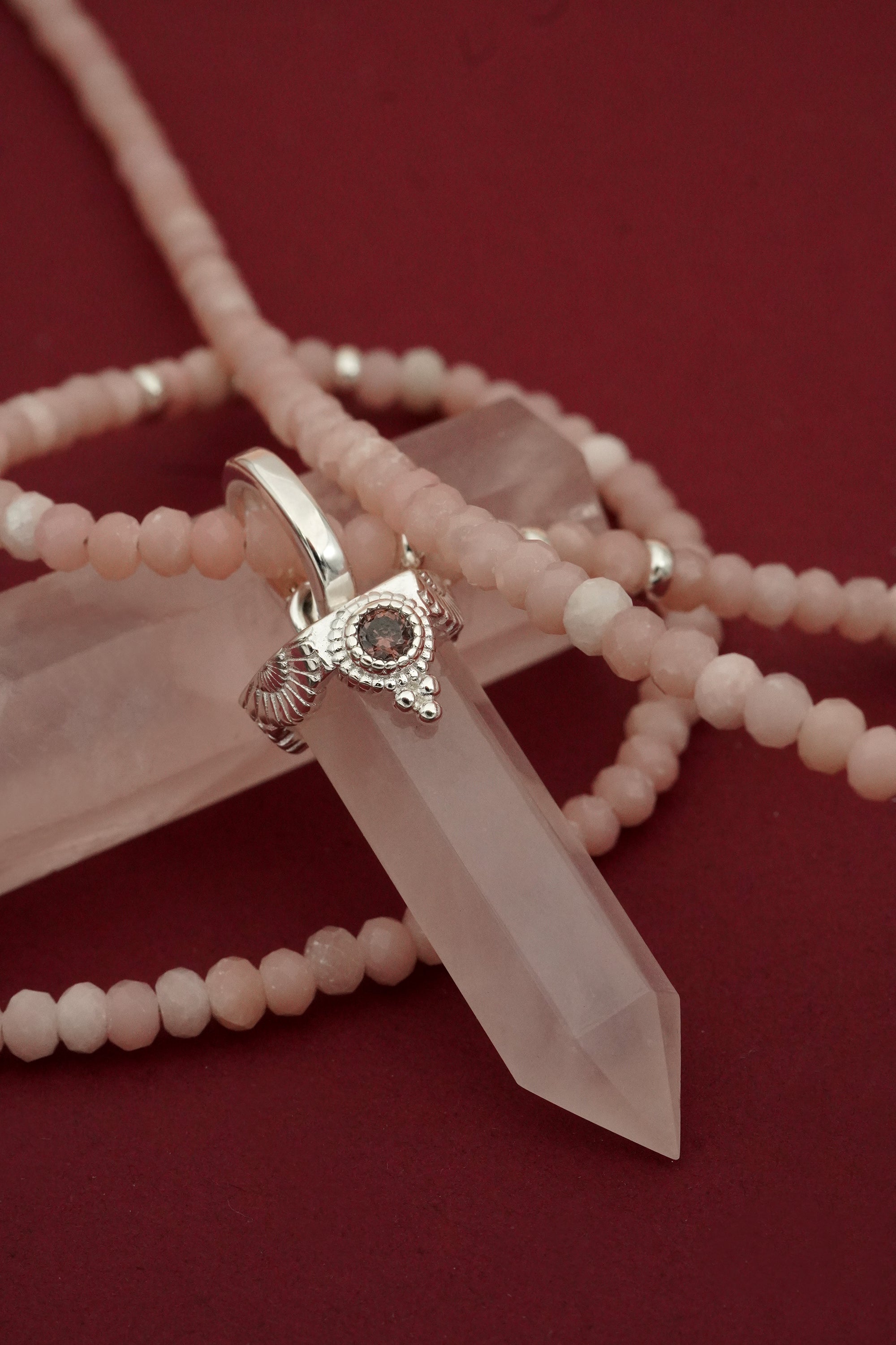 Rose Quartz Inner Knowing Necklace -Silver