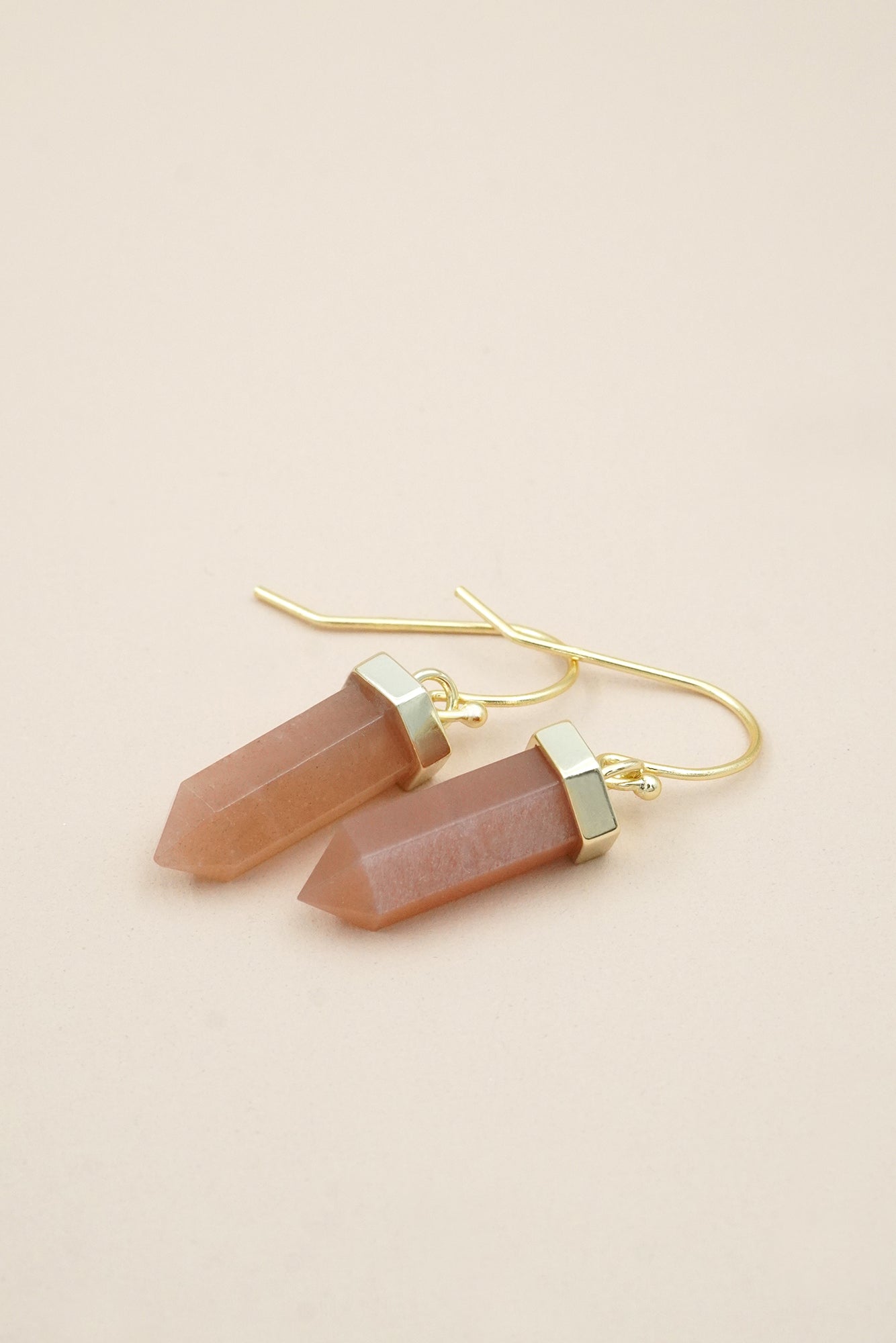 Peach Moonstone Creative Flow Earrings - Gold