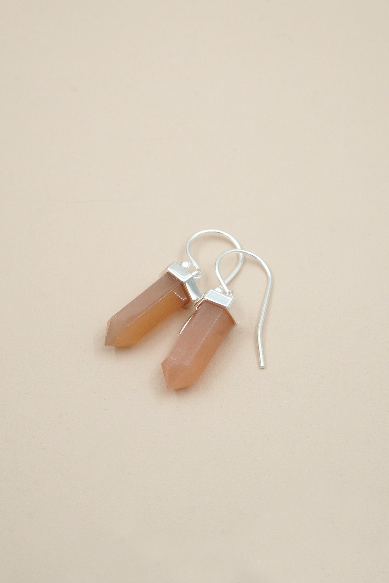 Peach Moonstone Creative Flow Earrings - Silver