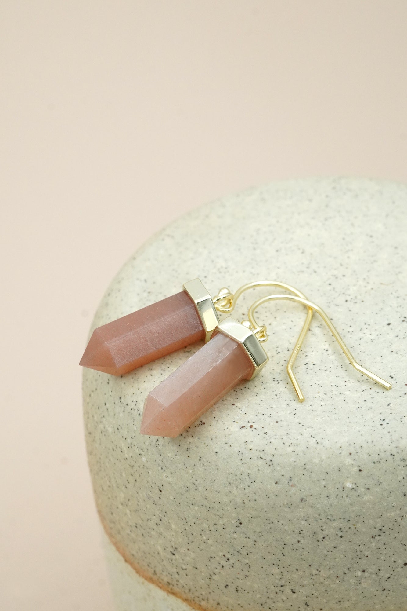Peach Moonstone Creative Flow Earrings - Gold
