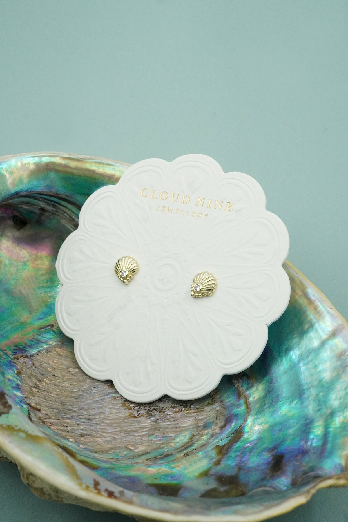 Gold Scallop Shell Studs