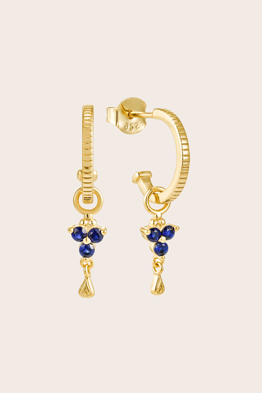 Gold Birthstone Hoops - September/Sapphire