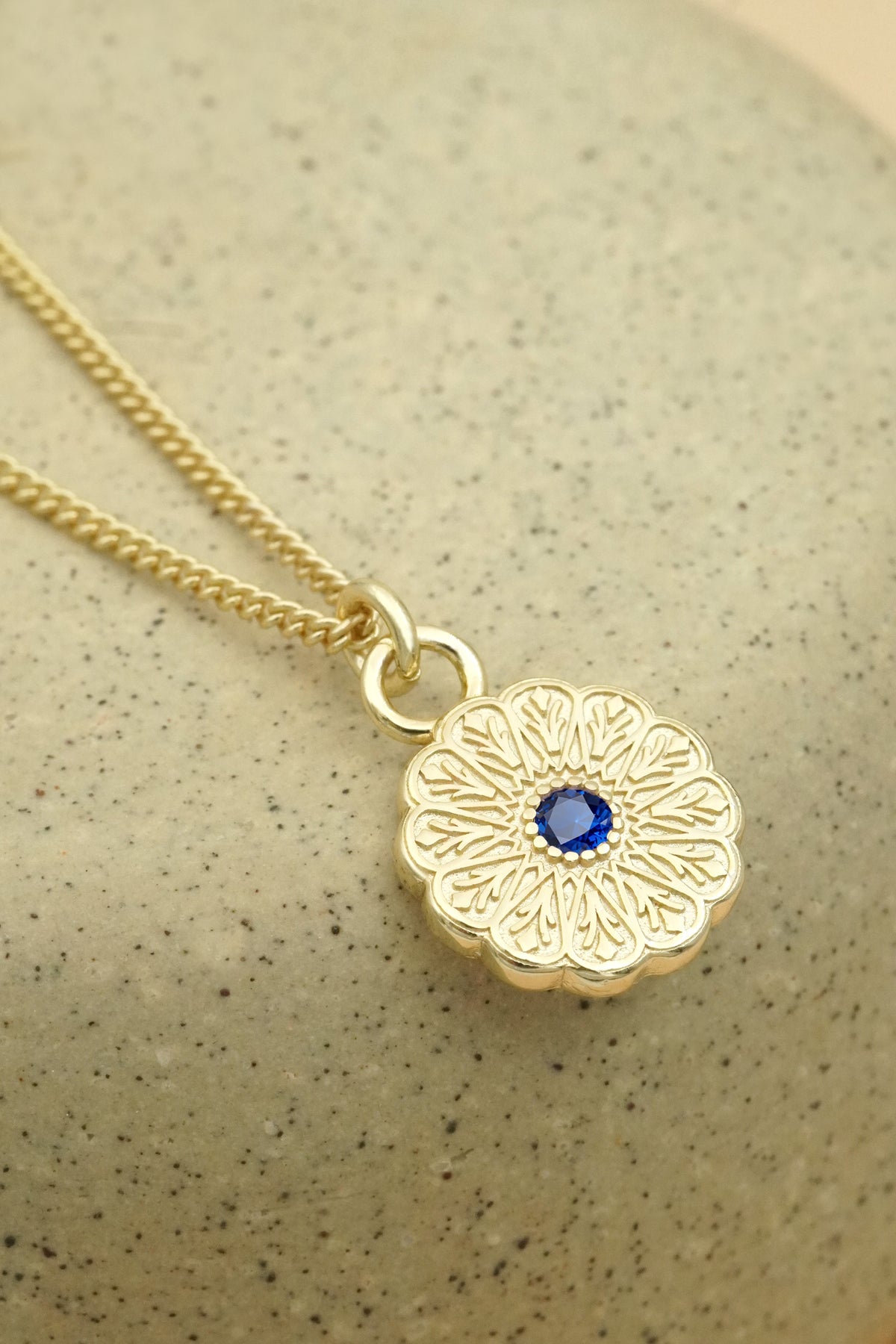 Gold Birthstone Necklace - September/Sapphire