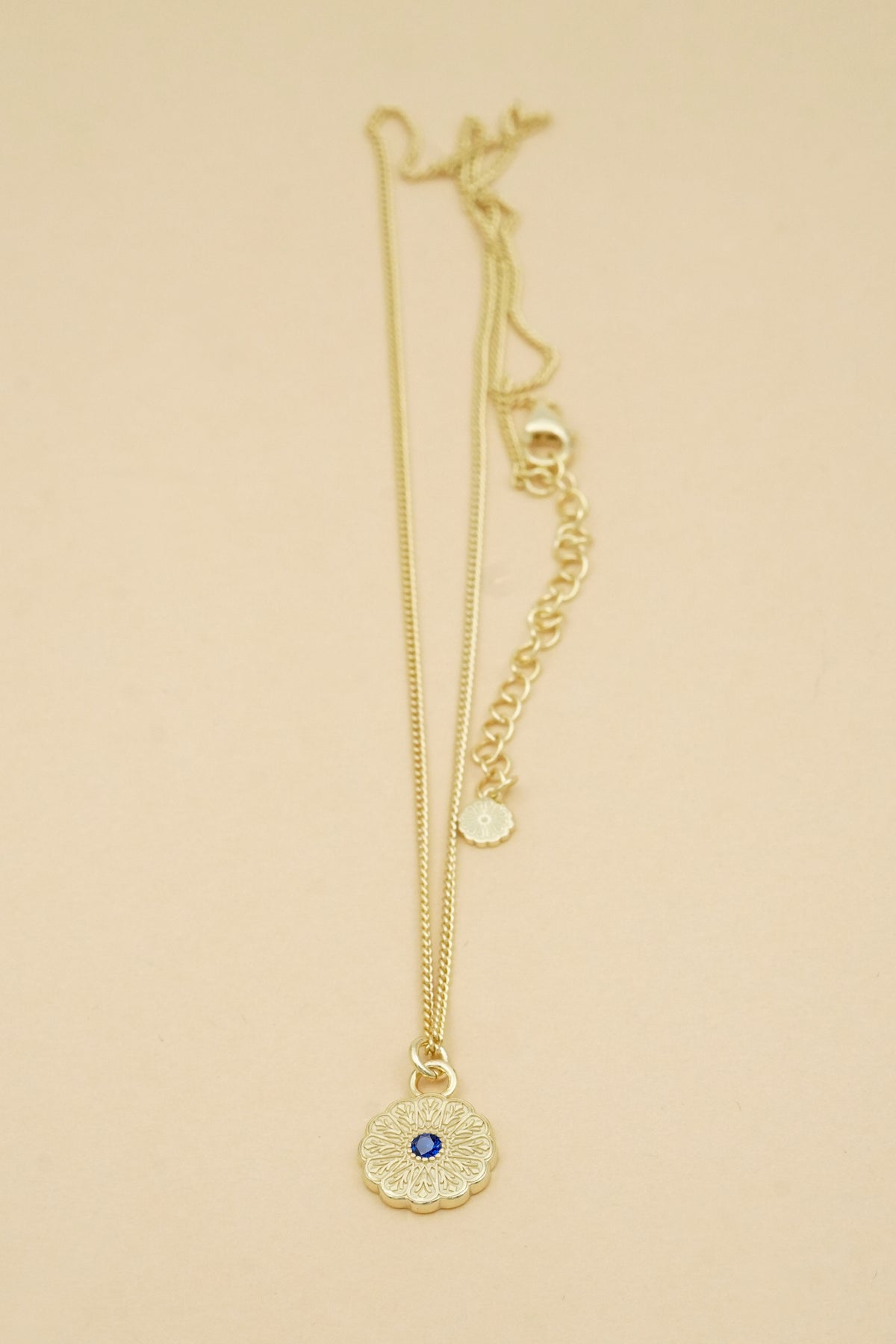 Gold Birthstone Necklace - September/Sapphire