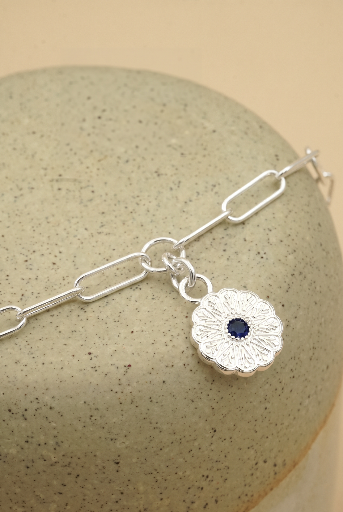 Silver Birthstone Bracelet - September/Sapphire