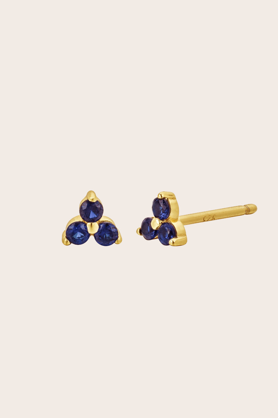 Gold Birthstone Studs - September/Sapphire