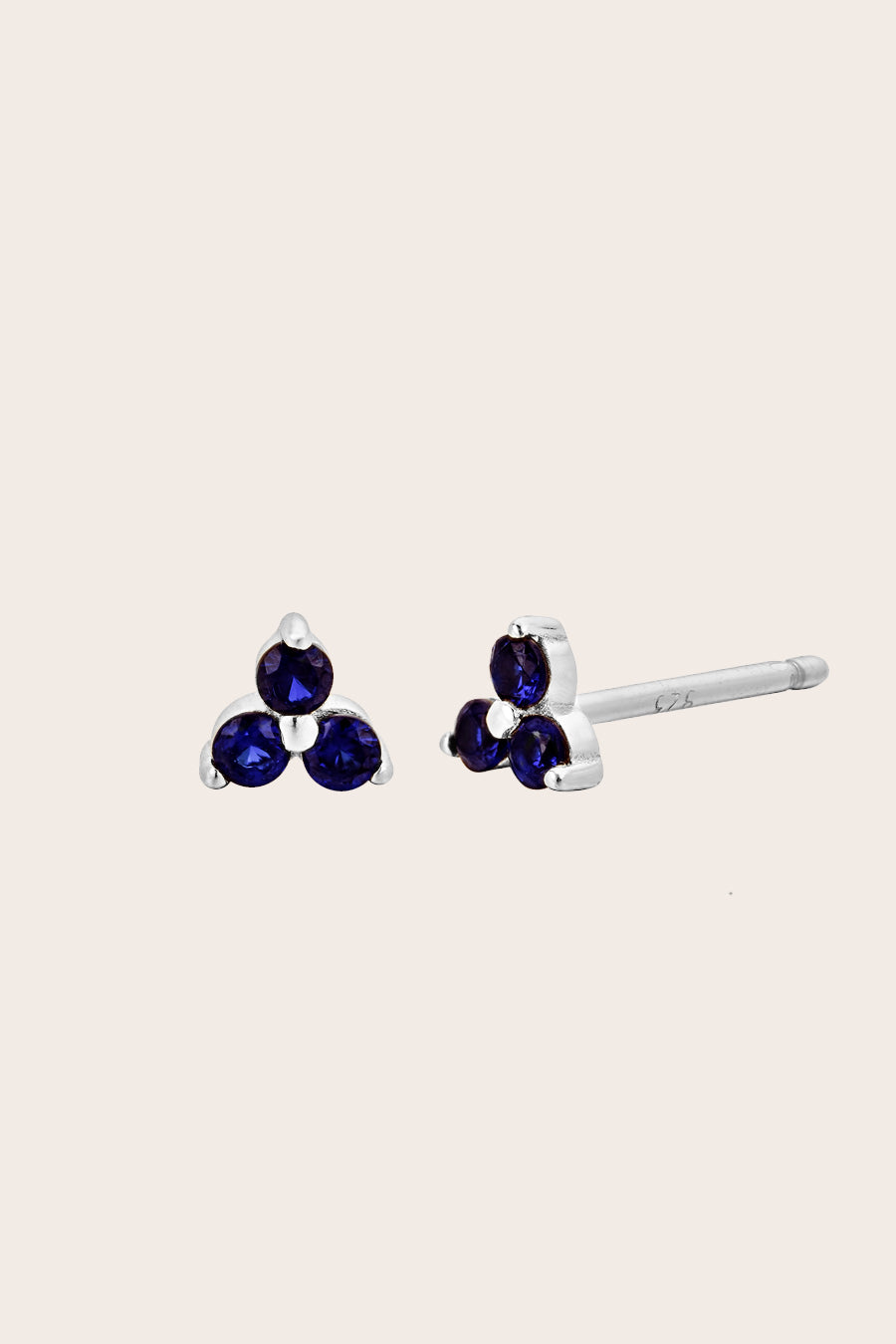 Silver Birthstone Studs - September/Sapphire