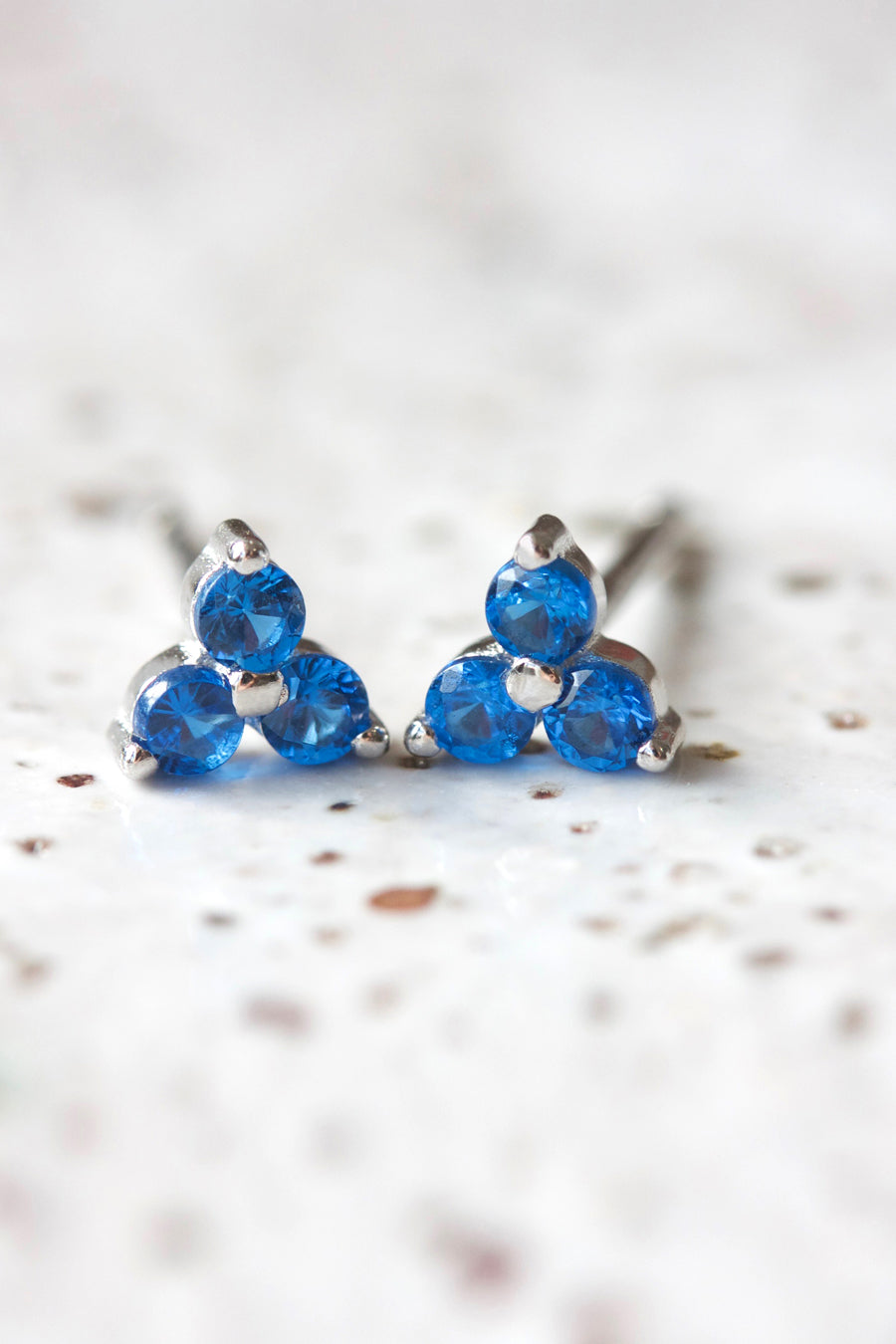 Silver Birthstone Studs - September/Sapphire