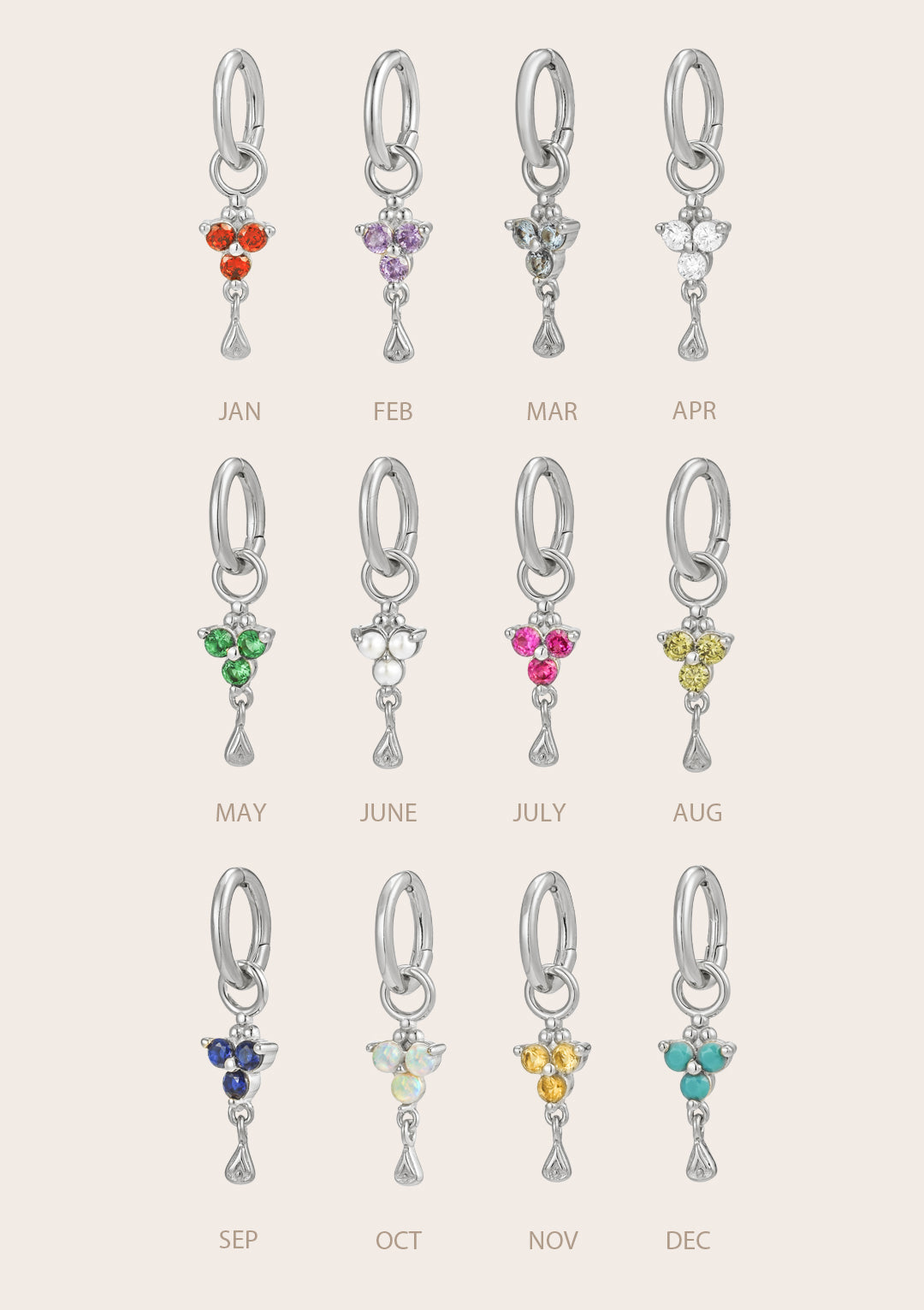 Custom Birthstone Necklace - Silver