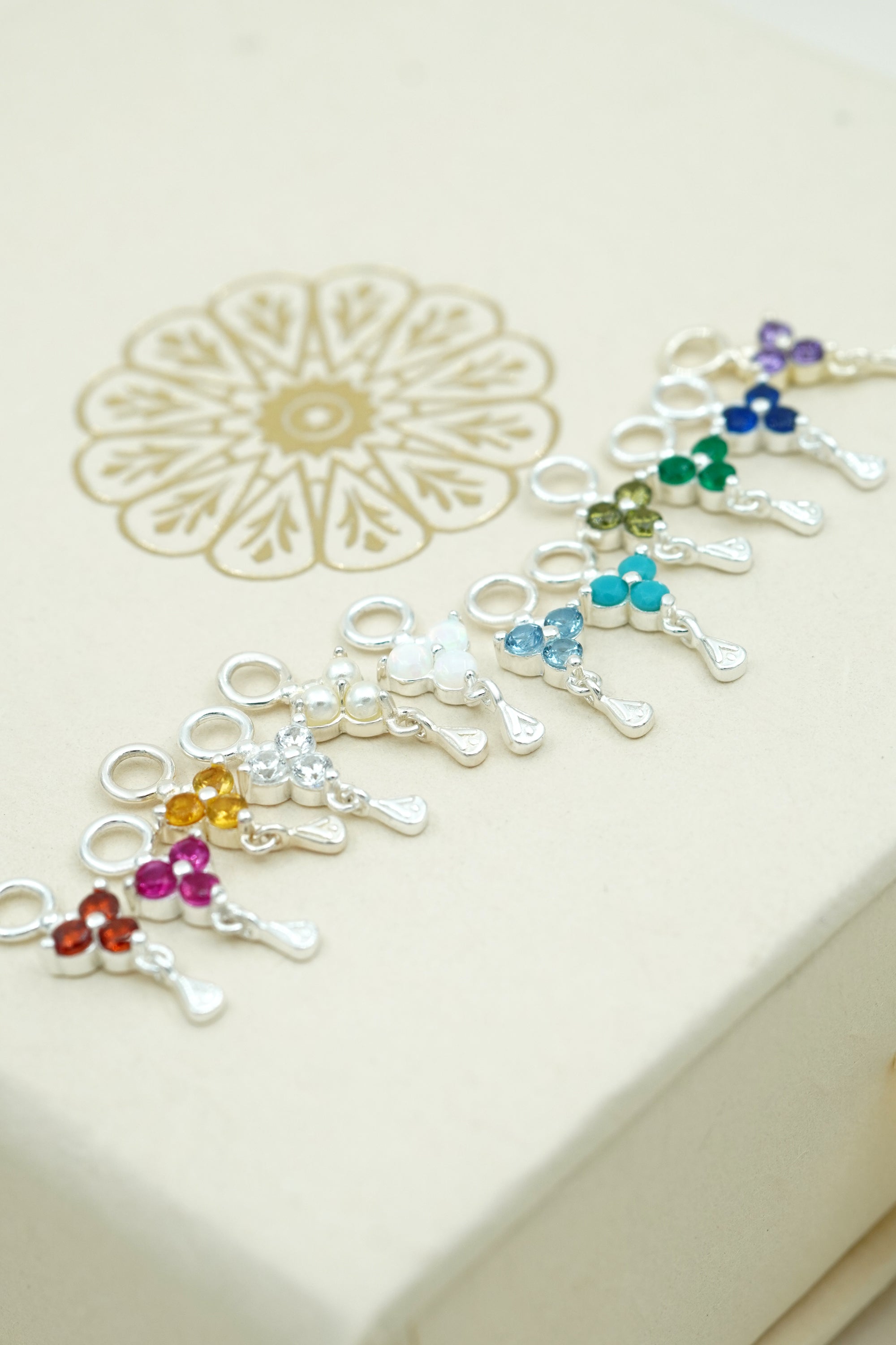 Silver Birthstone Charm - April/Crystal