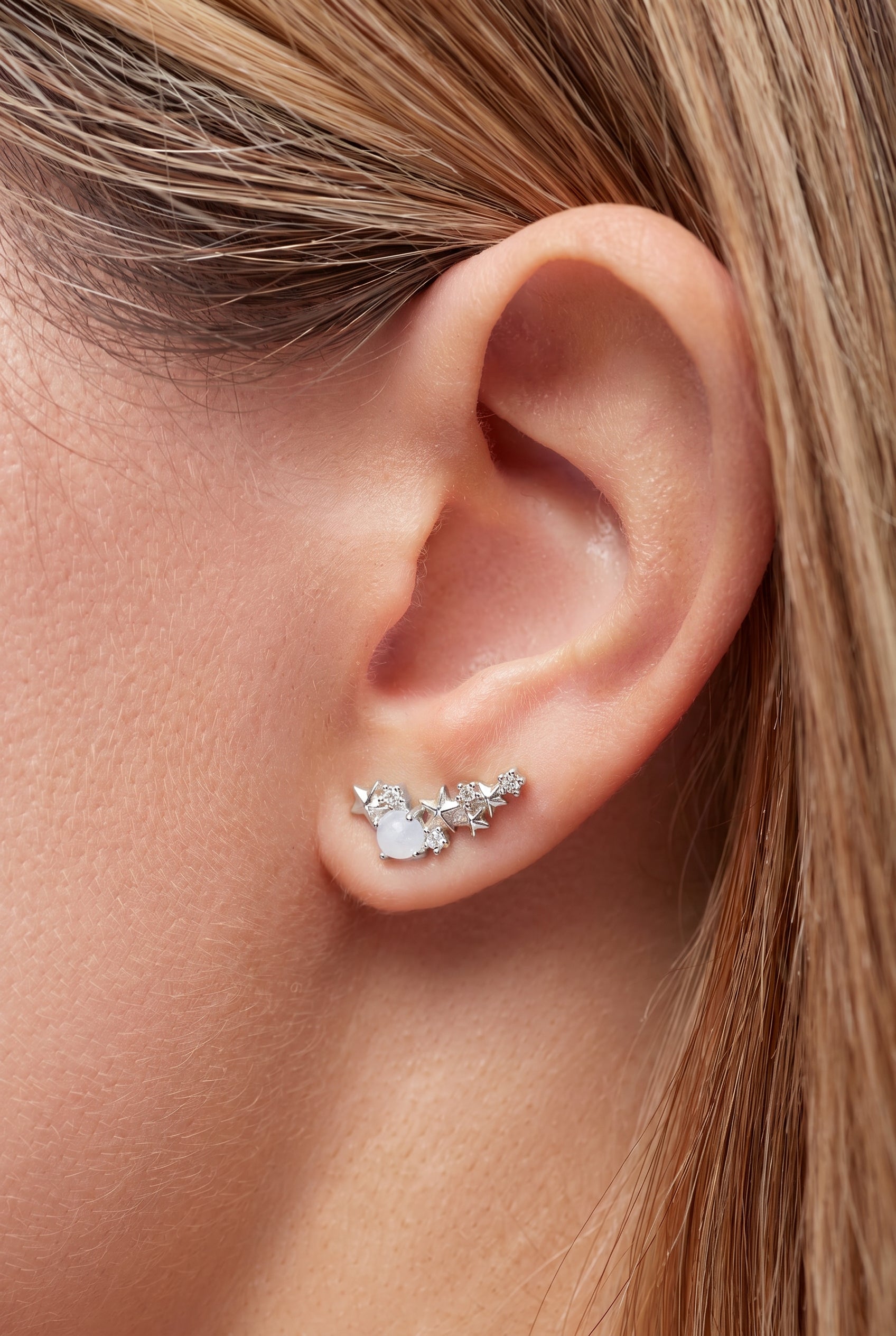 Guiding Lights of Matariki Climber Earrings - Silver