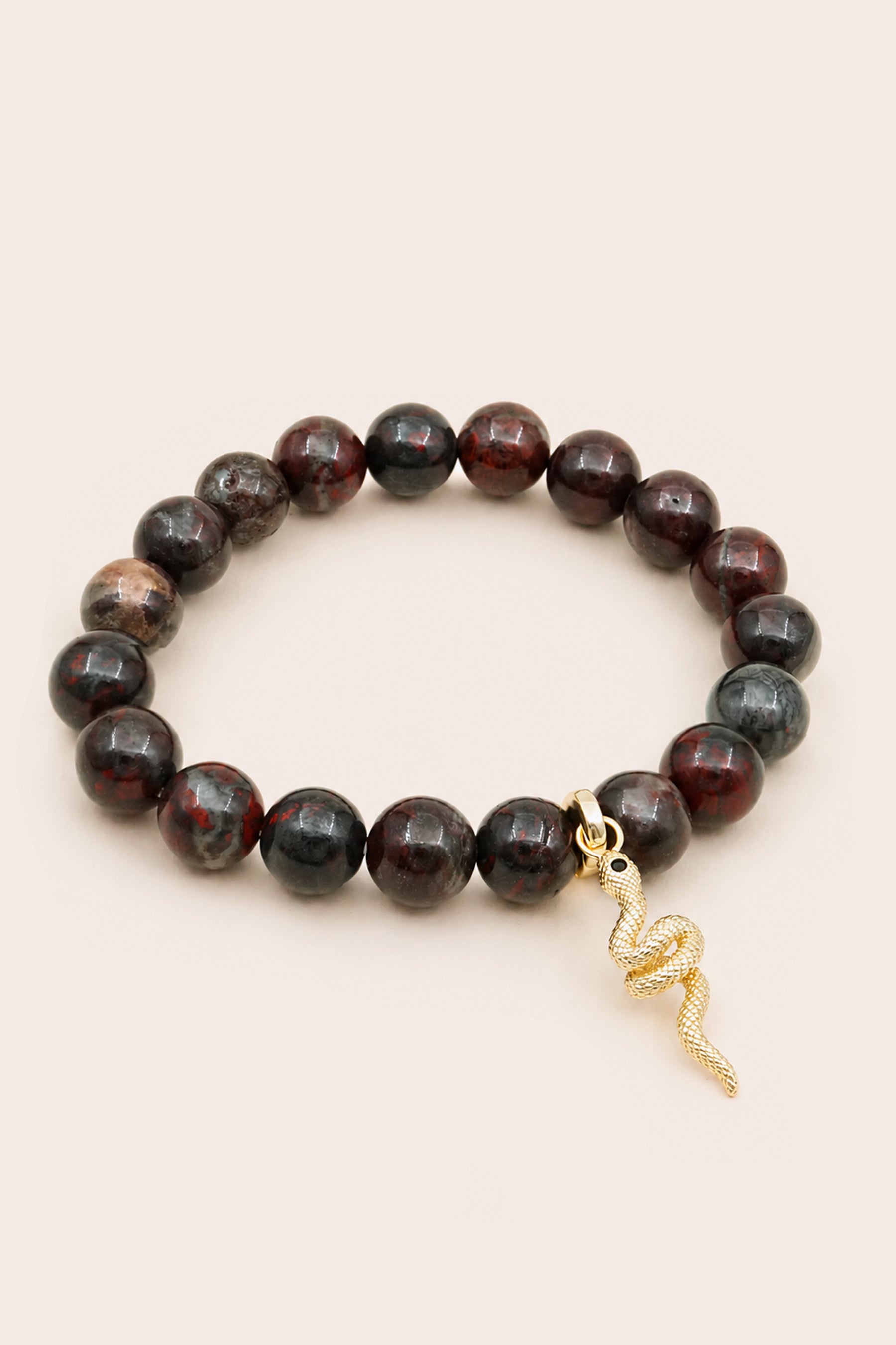Bloodstone Serpent Bracelet - Gold