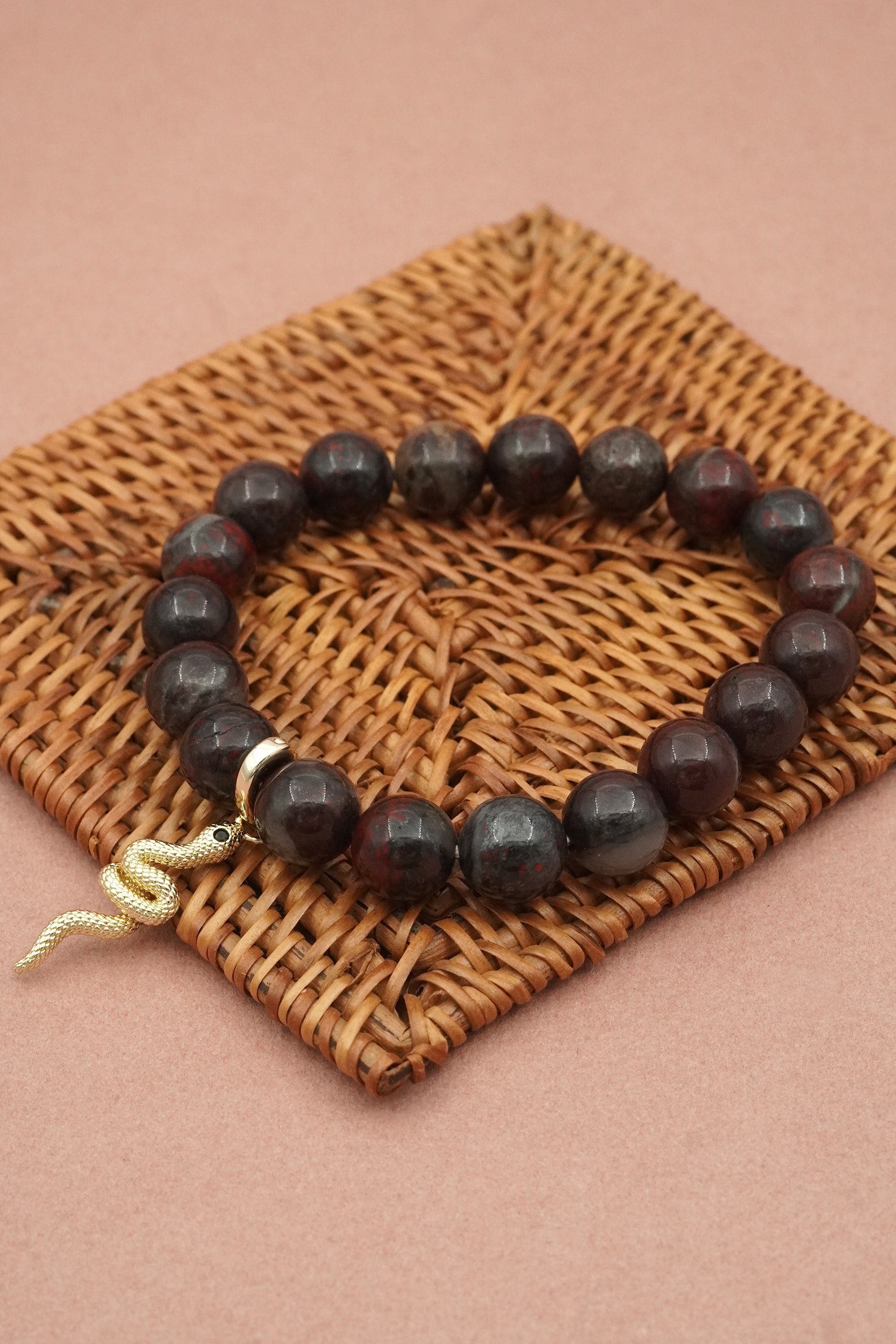 Bloodstone Serpent Bracelet - Gold