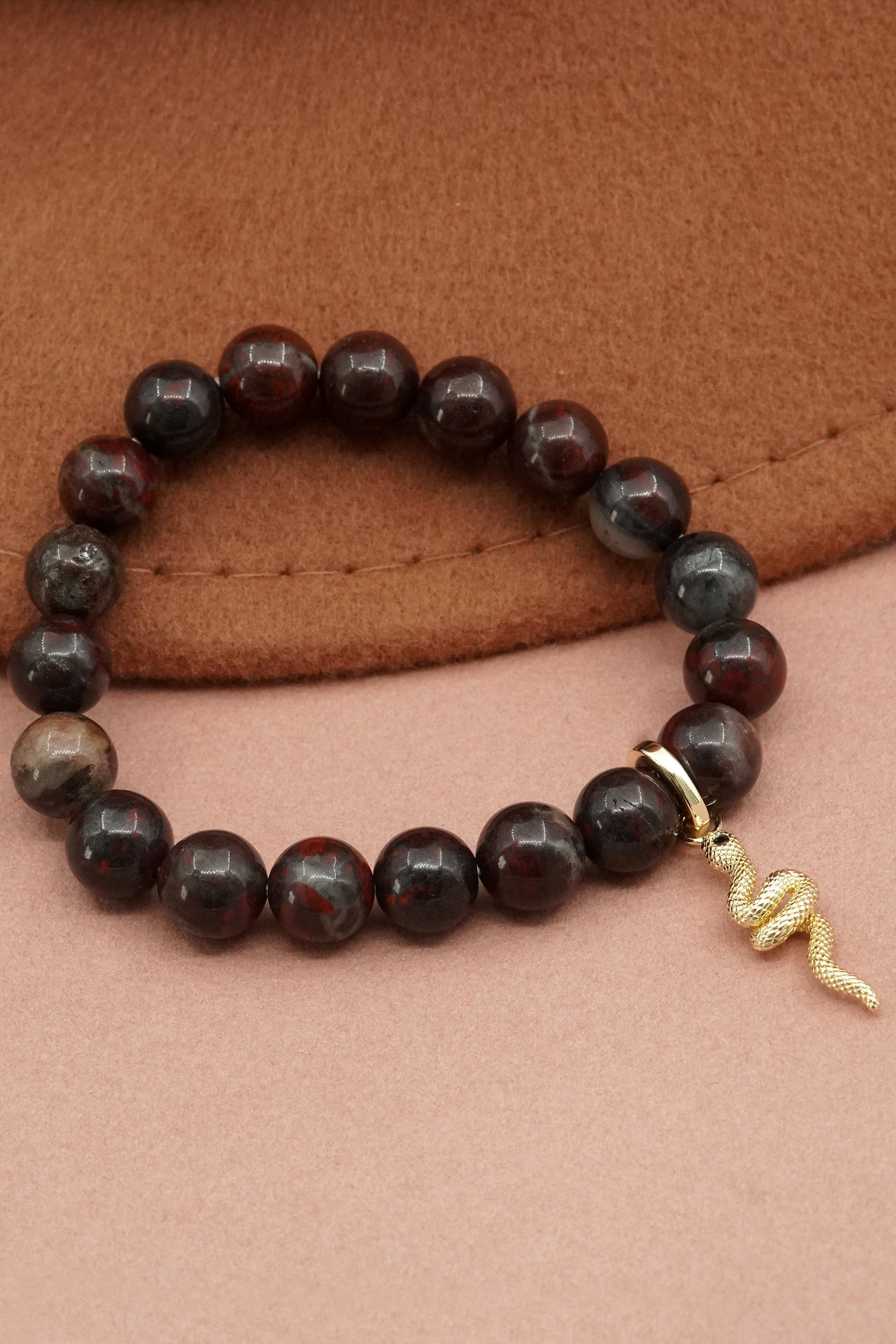 Bloodstone Serpent Bracelet - Gold