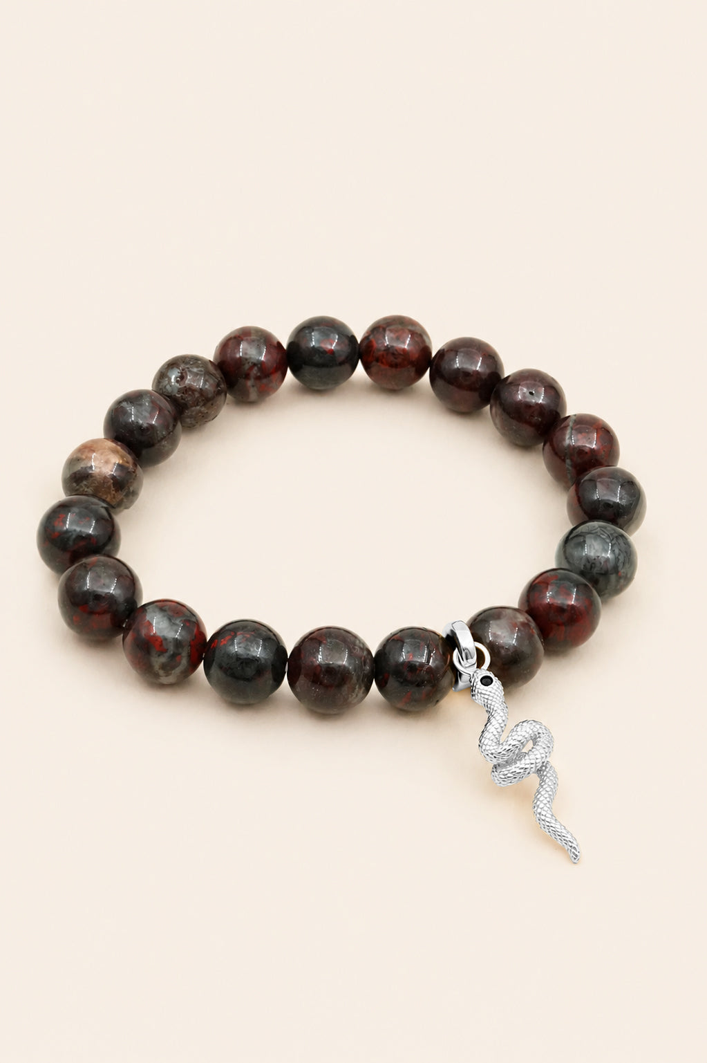 Bloodstone Serpent Bracelet - Silver