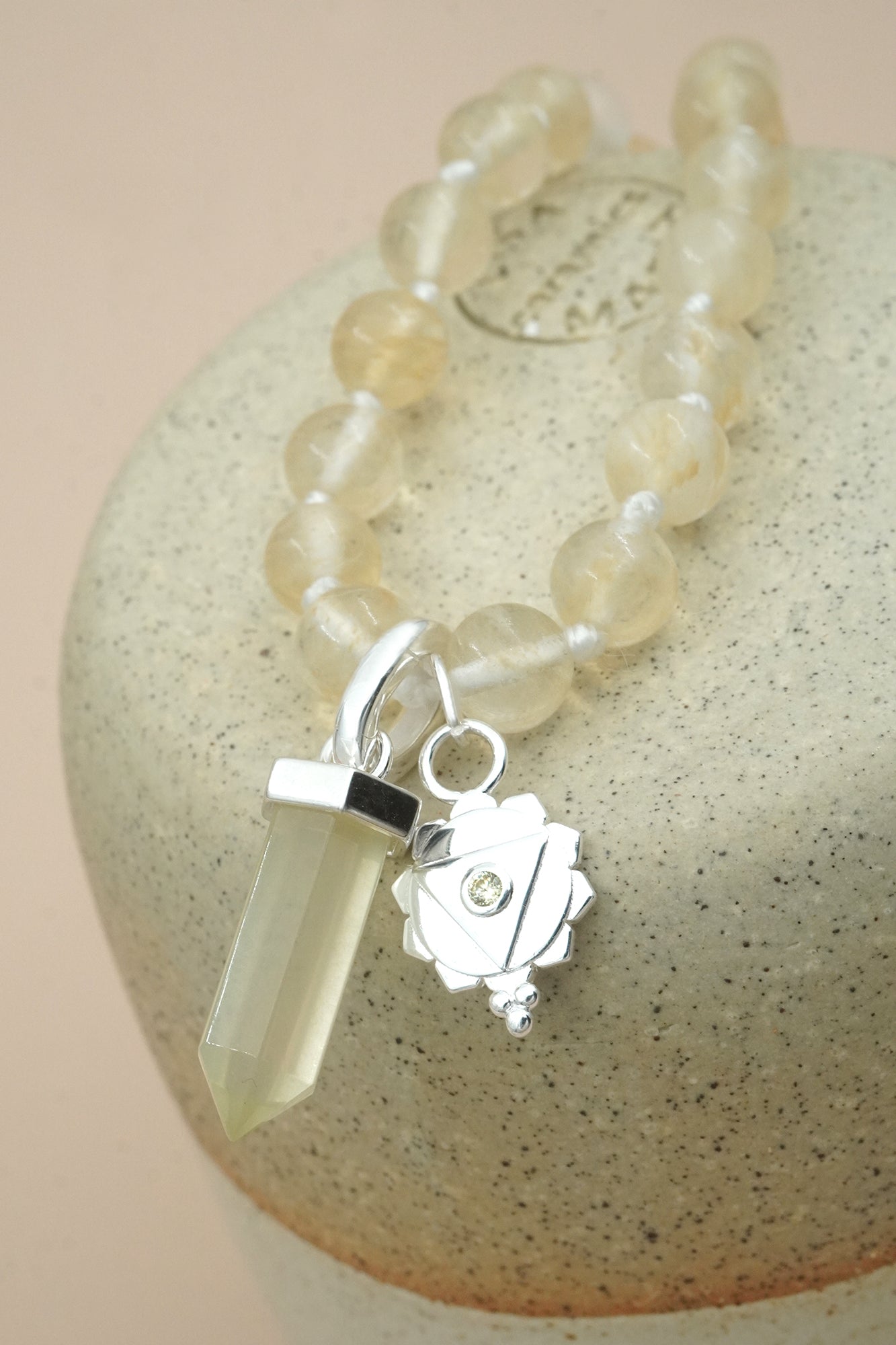 Solar Plexus Chakra Mala Necklace - Silver