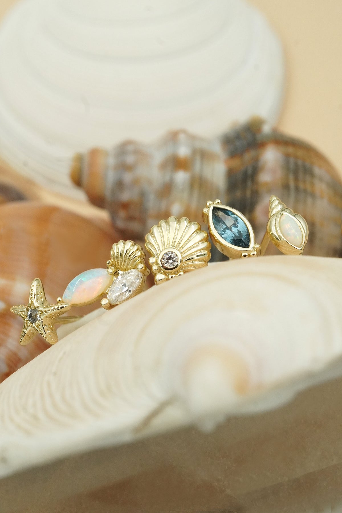 Gold Into The Blue Studs