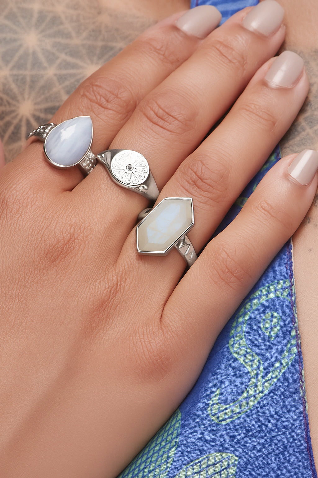 Moonstone North Star Ring - Silver