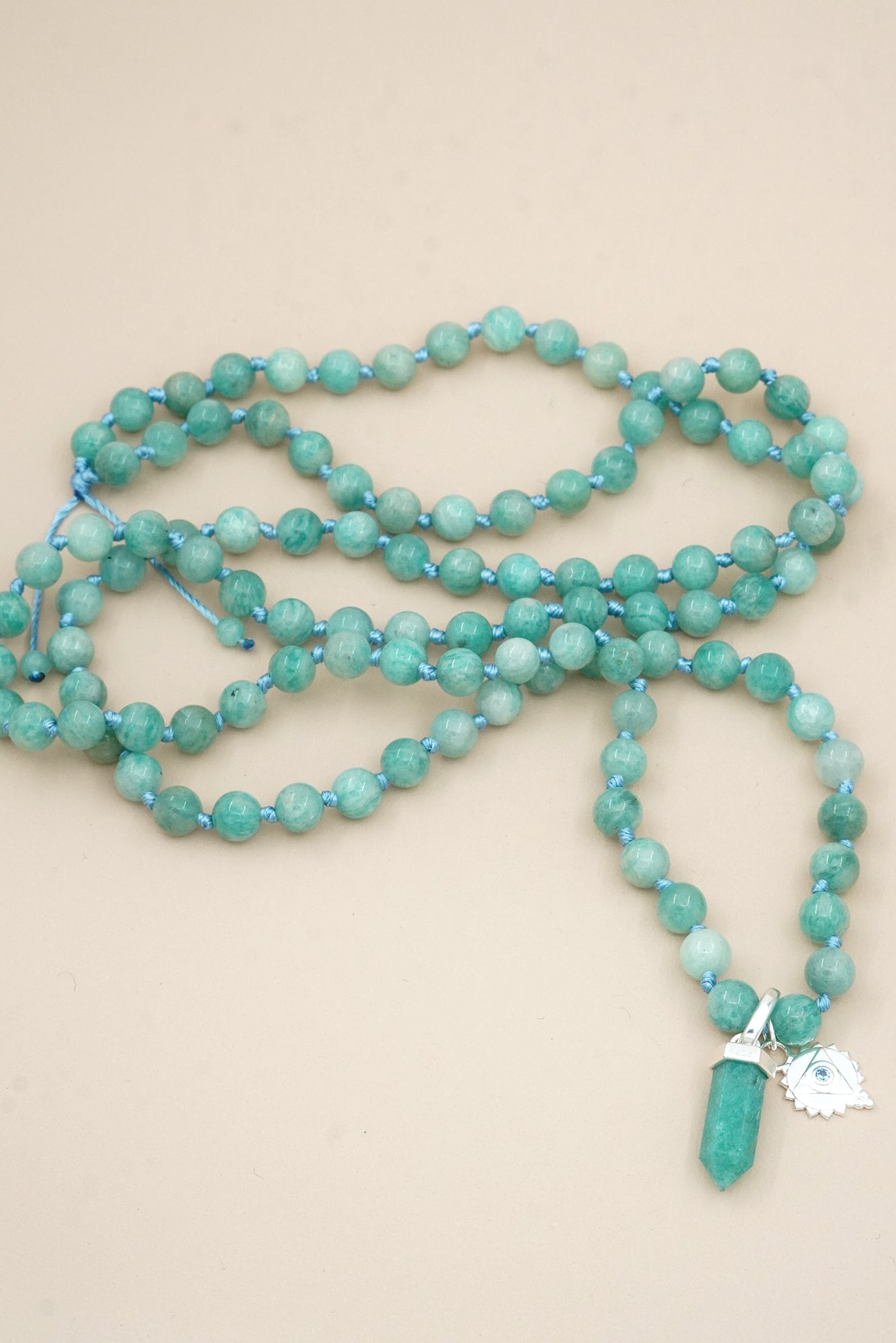 Throat Chakra Mala Necklace - Silver