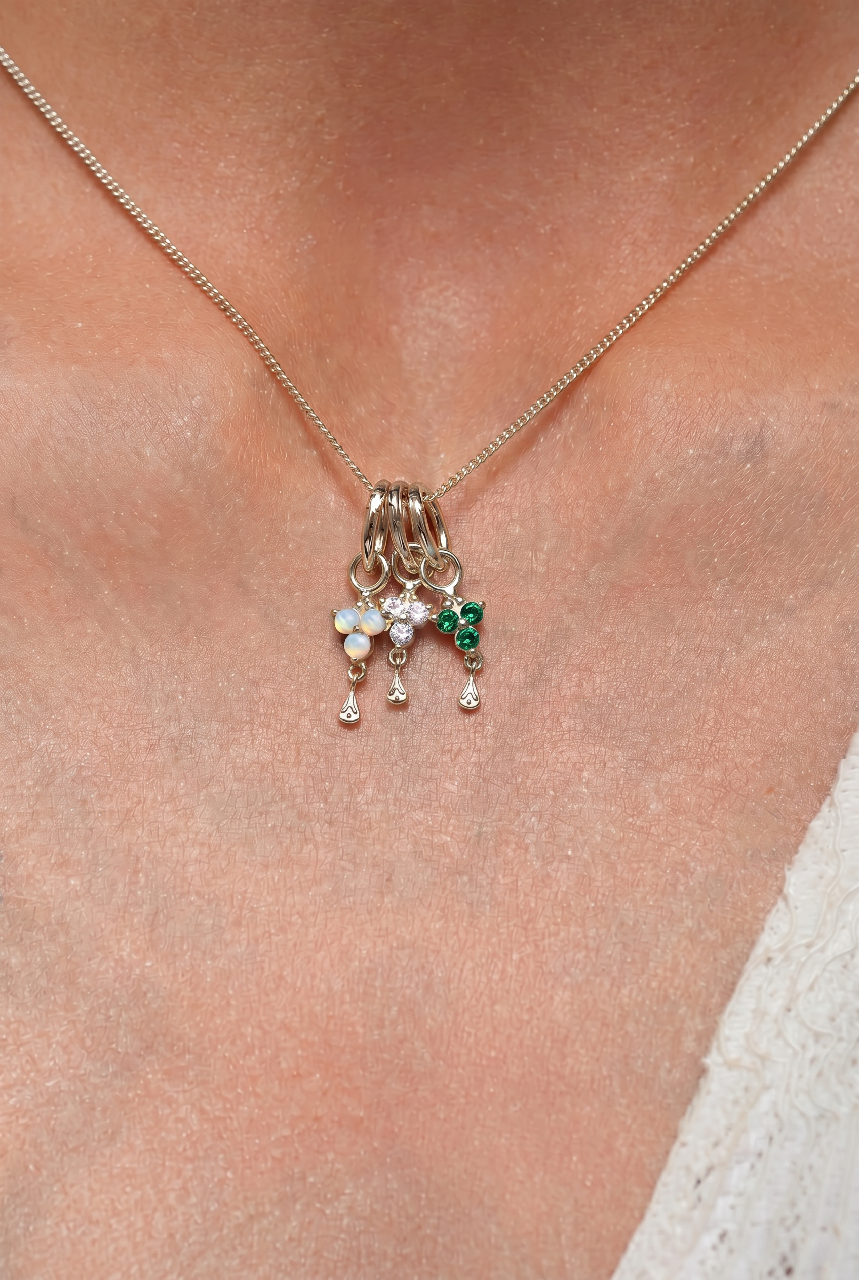 Custom Birthstone Necklace - Silver