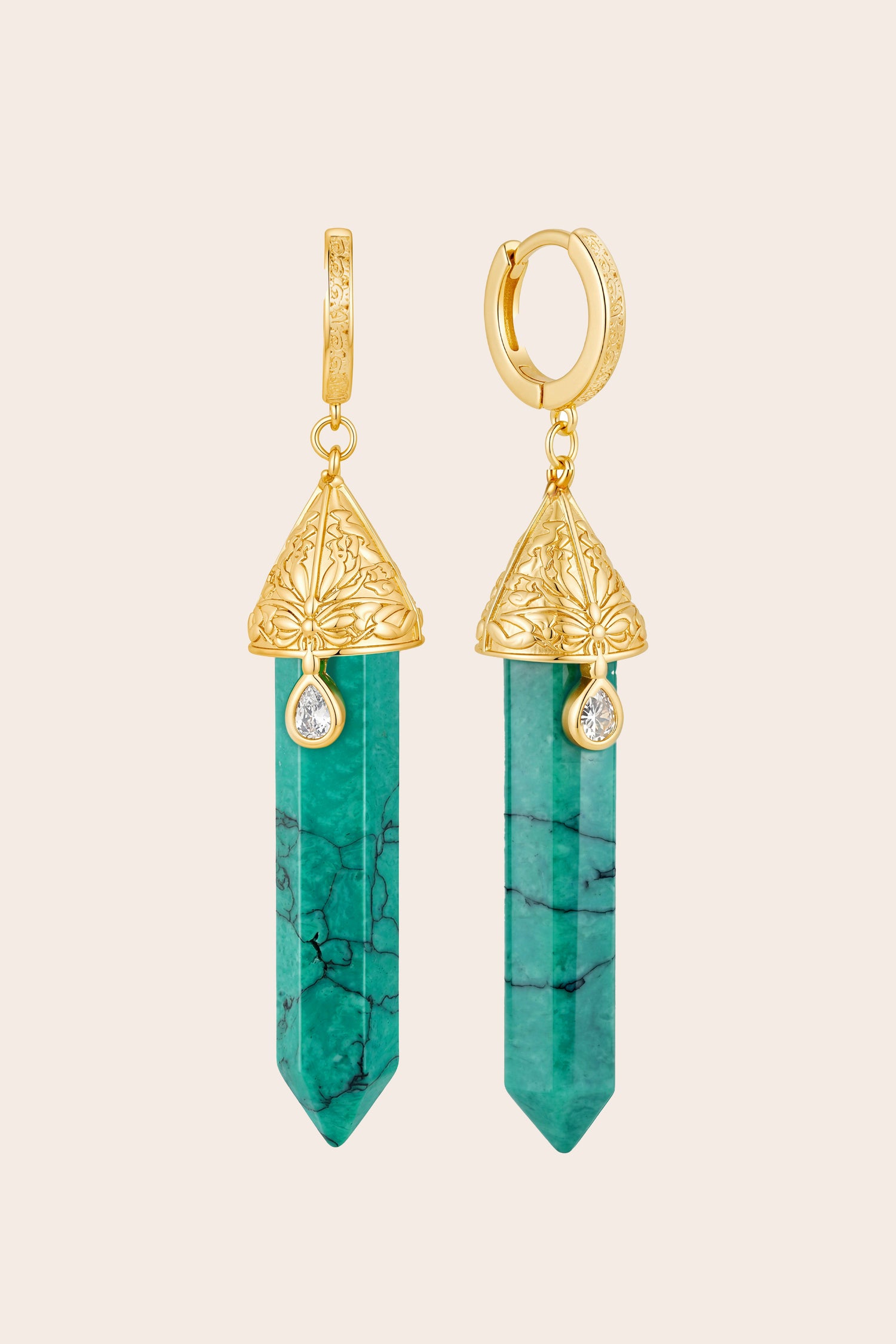 Turquoise Wanderer Earrings - Gold
