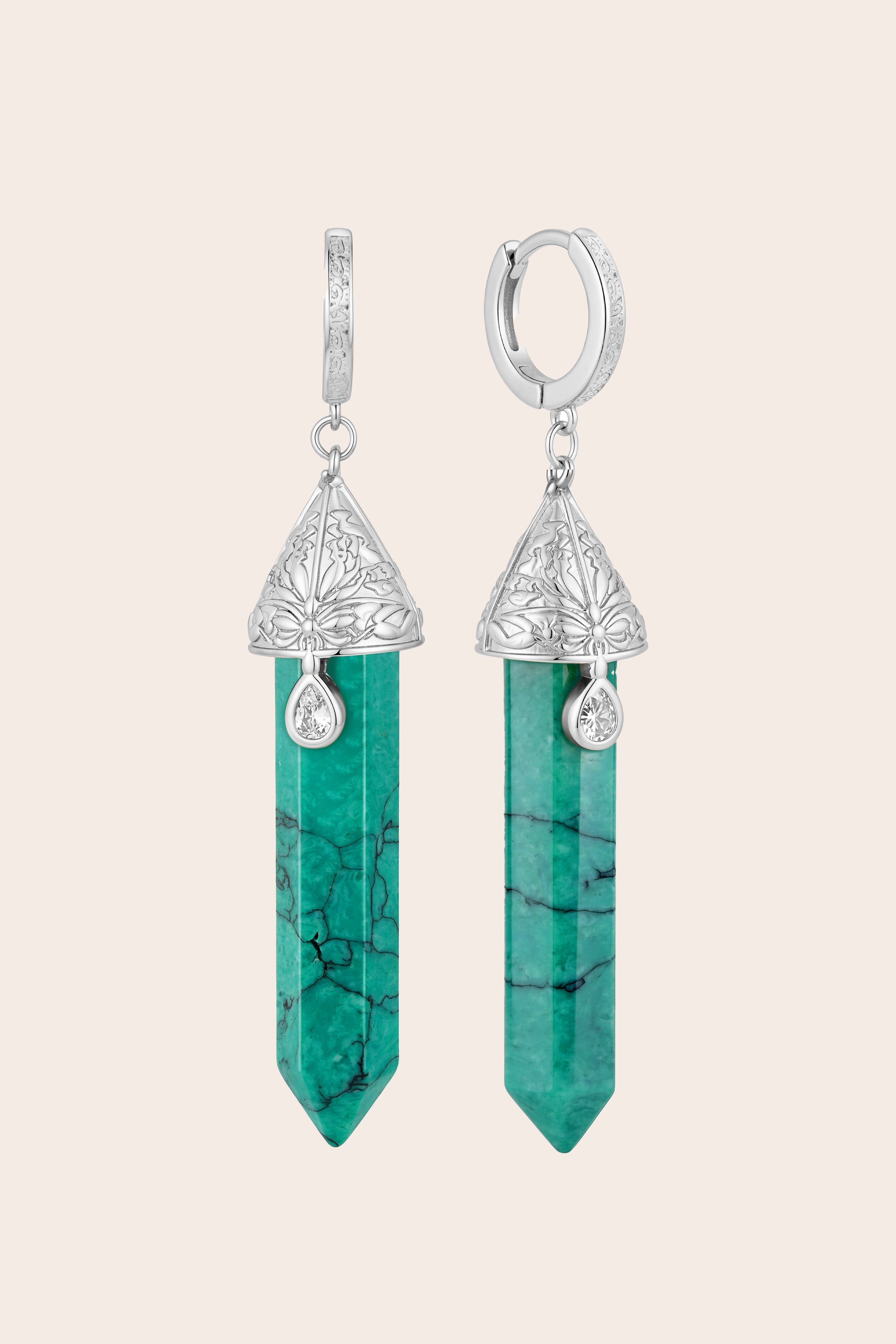 Turquoise Wanderer Earrings - Silver