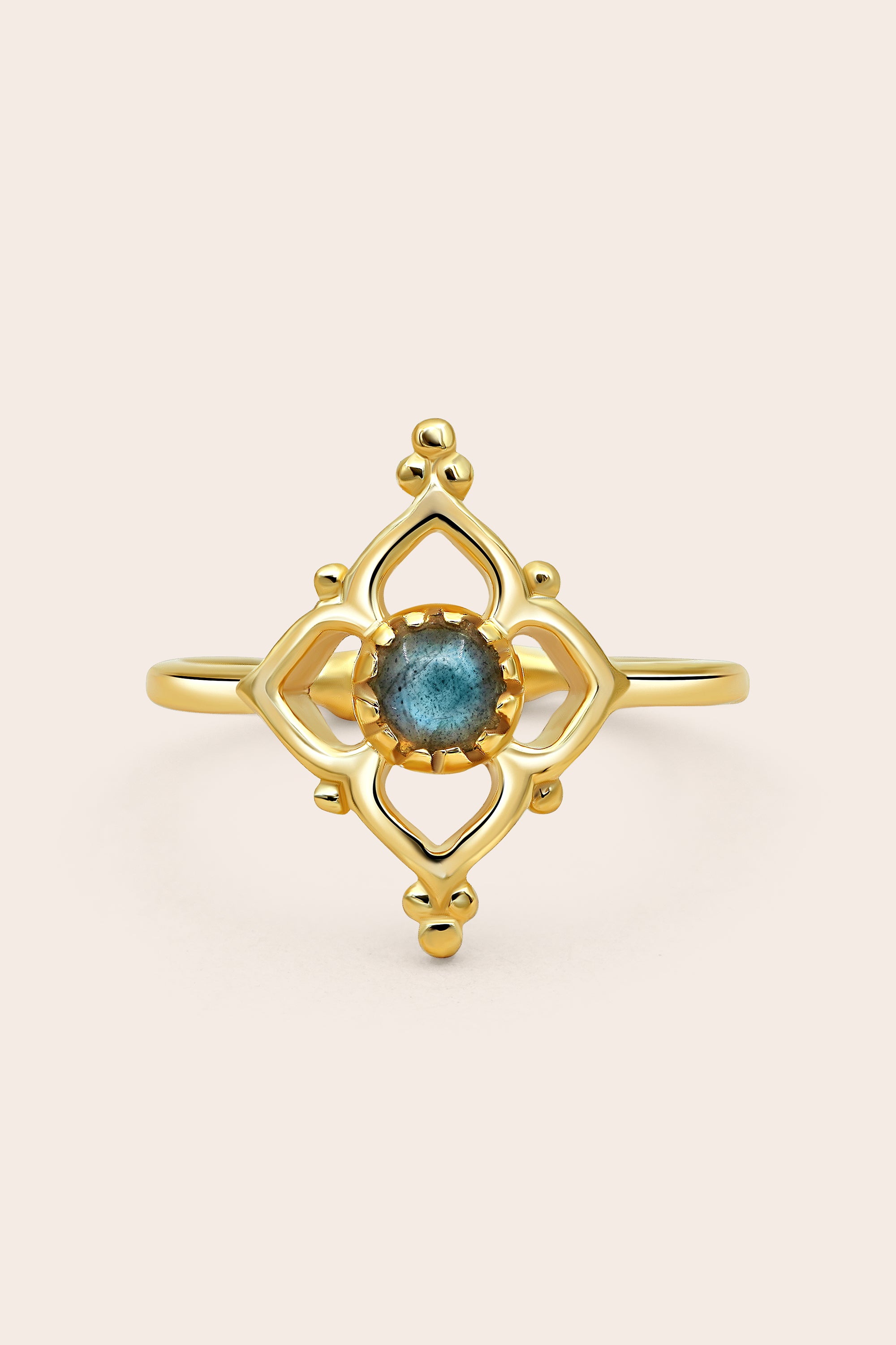 Labradorite Blossom Ring - Gold