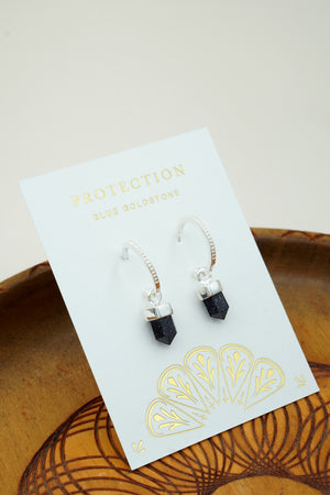 blue crystal gemstone huge hoop earrings in gold