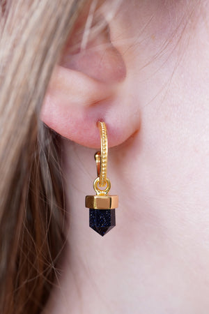 blue crystal gemstone huge hoop earrings in gold