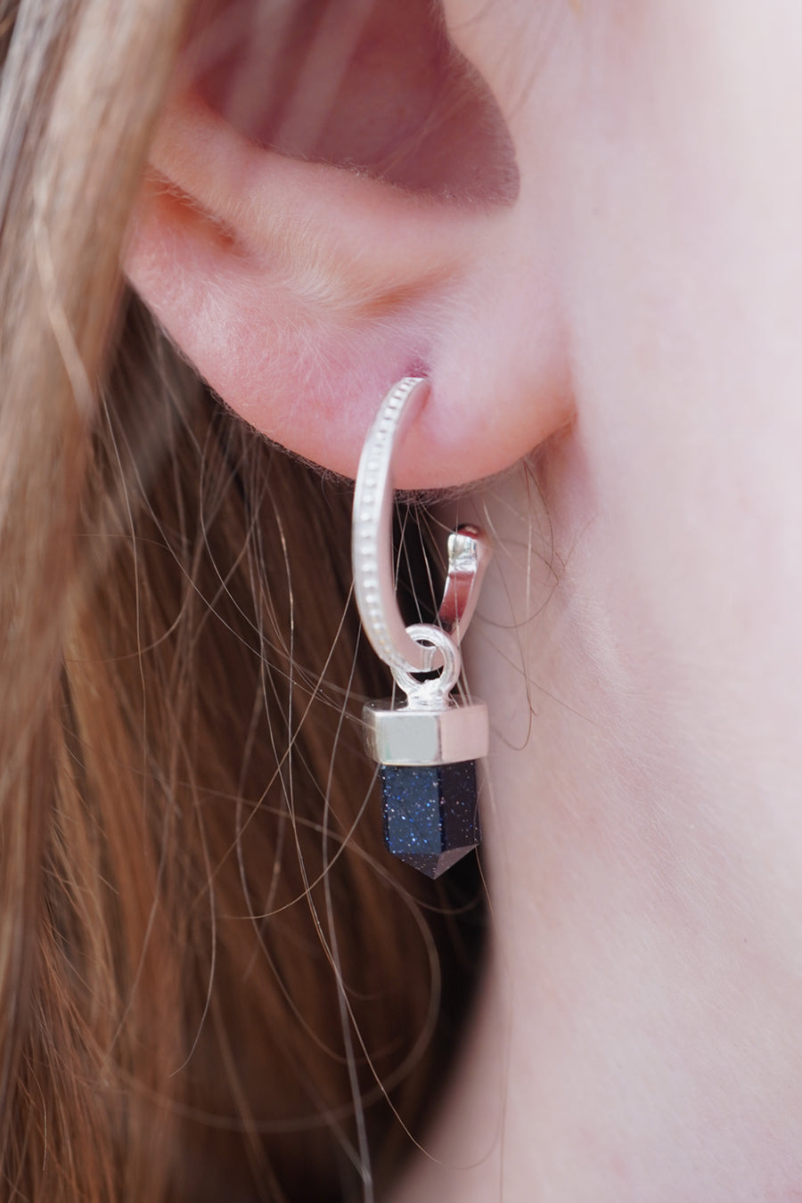 blue crystal gemstone huge hoop earrings in gold
